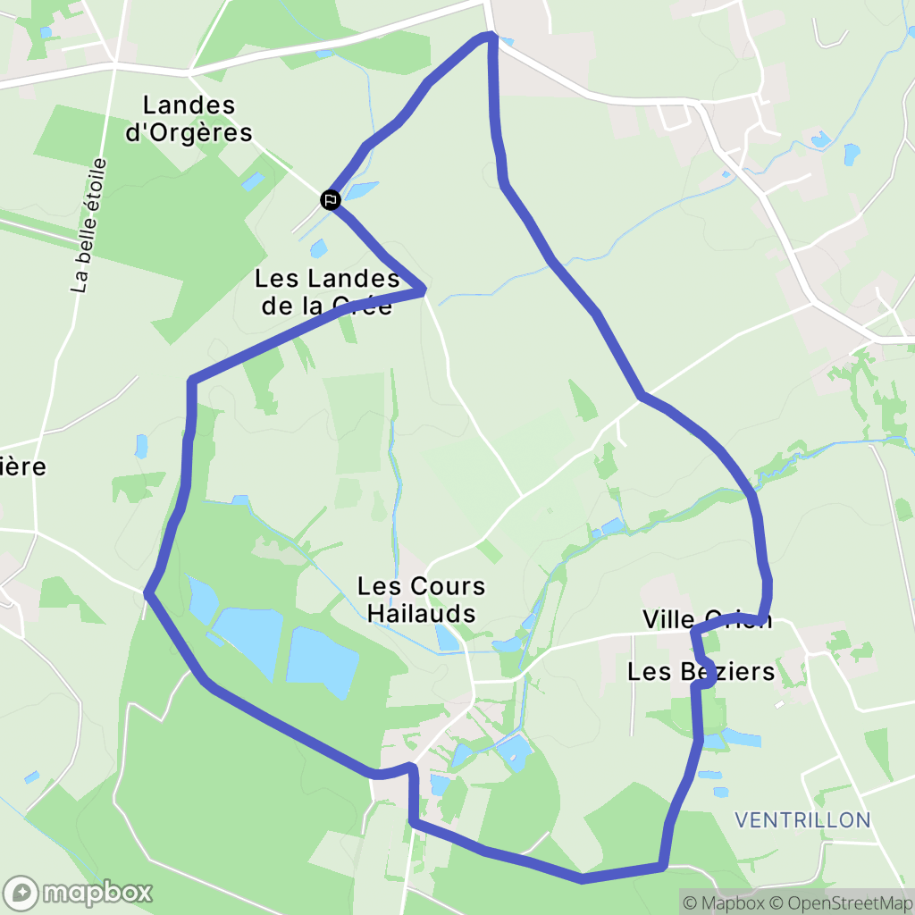 Orgères : carte du parcours de randonnée - France