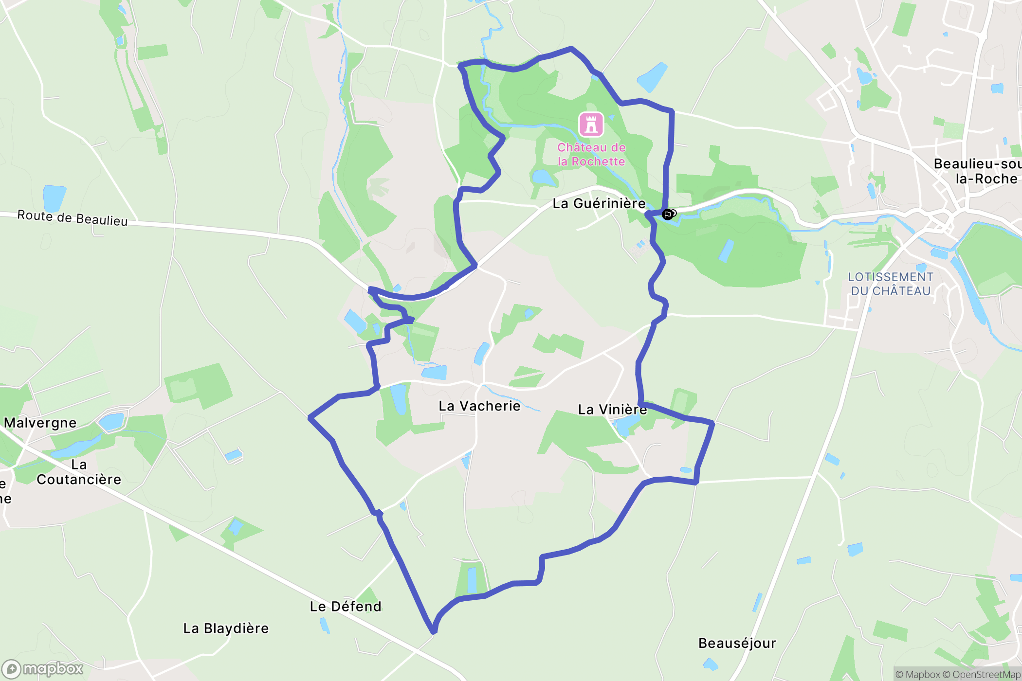 Beaulieu-sous-la-Roche : carte du parcours de randonnée - France