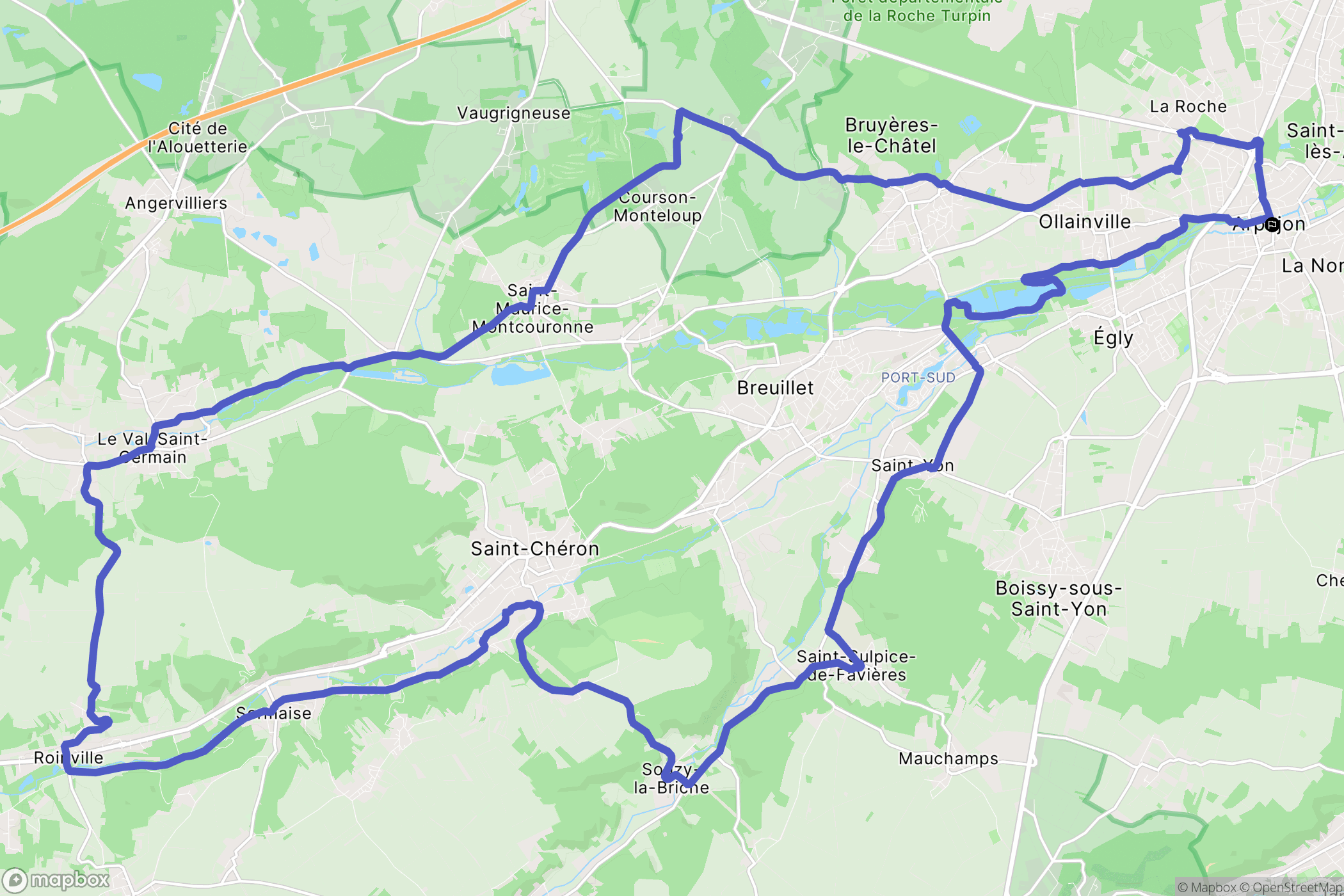 Arpajon : carte du parcours de randonnée - France