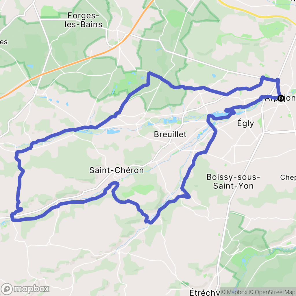 Arpajon : carte du parcours de randonnée - France