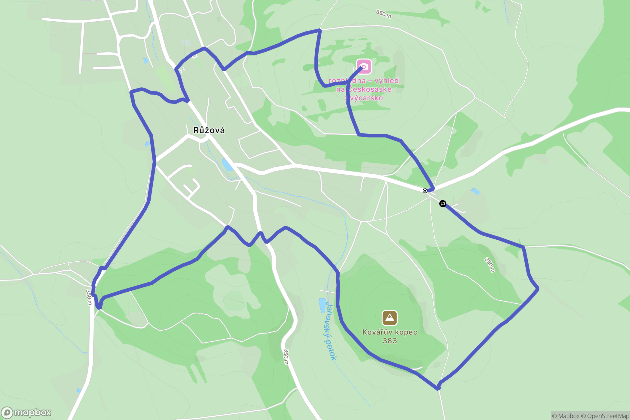 Růžová: mapa trasy - Czechia