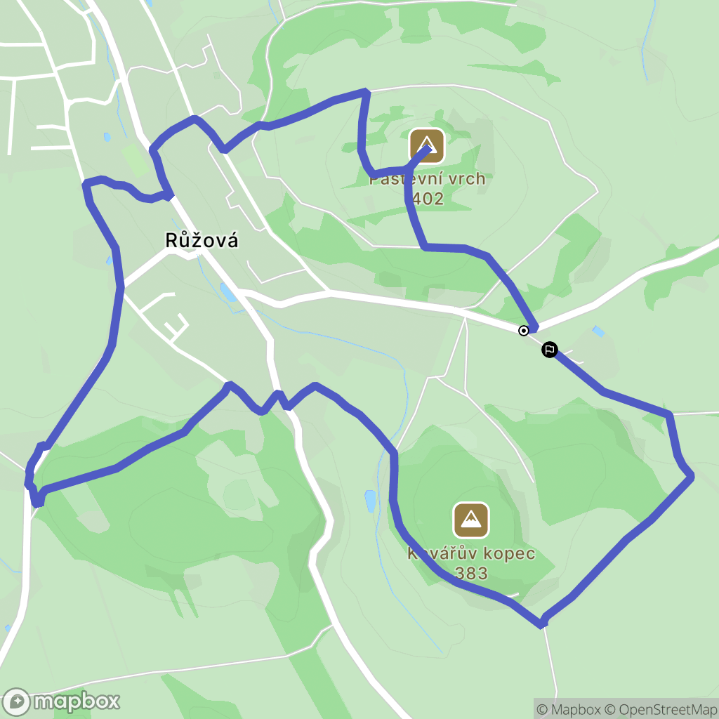 Růžová: mapa trasy - Czechia