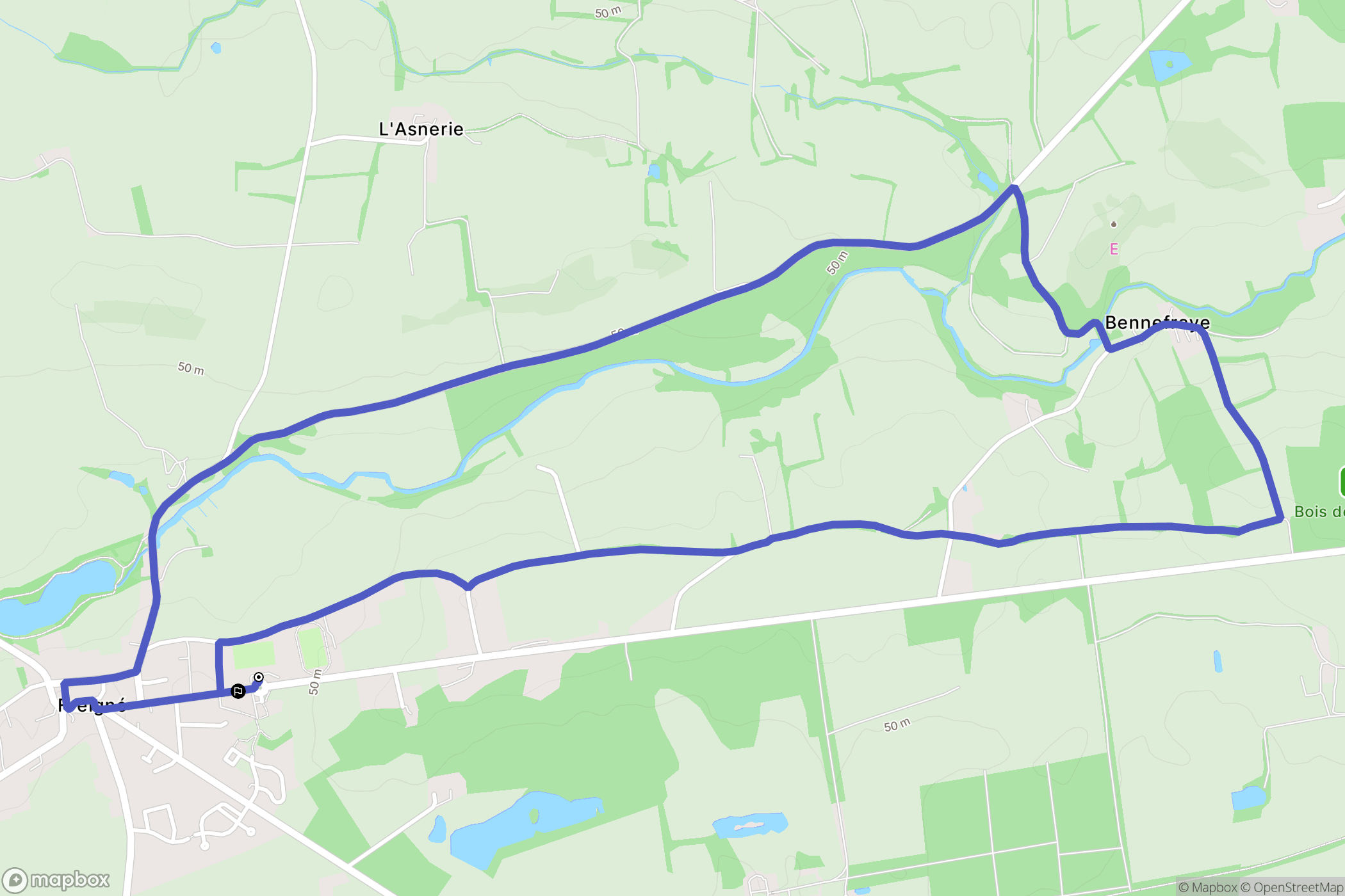 Vallons-de-L'Erdre : carte du parcours de randonnée - France