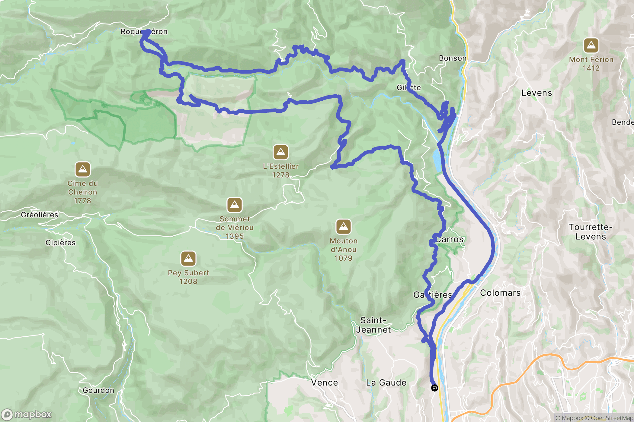 La Gaude : carte du parcours de randonnée - France