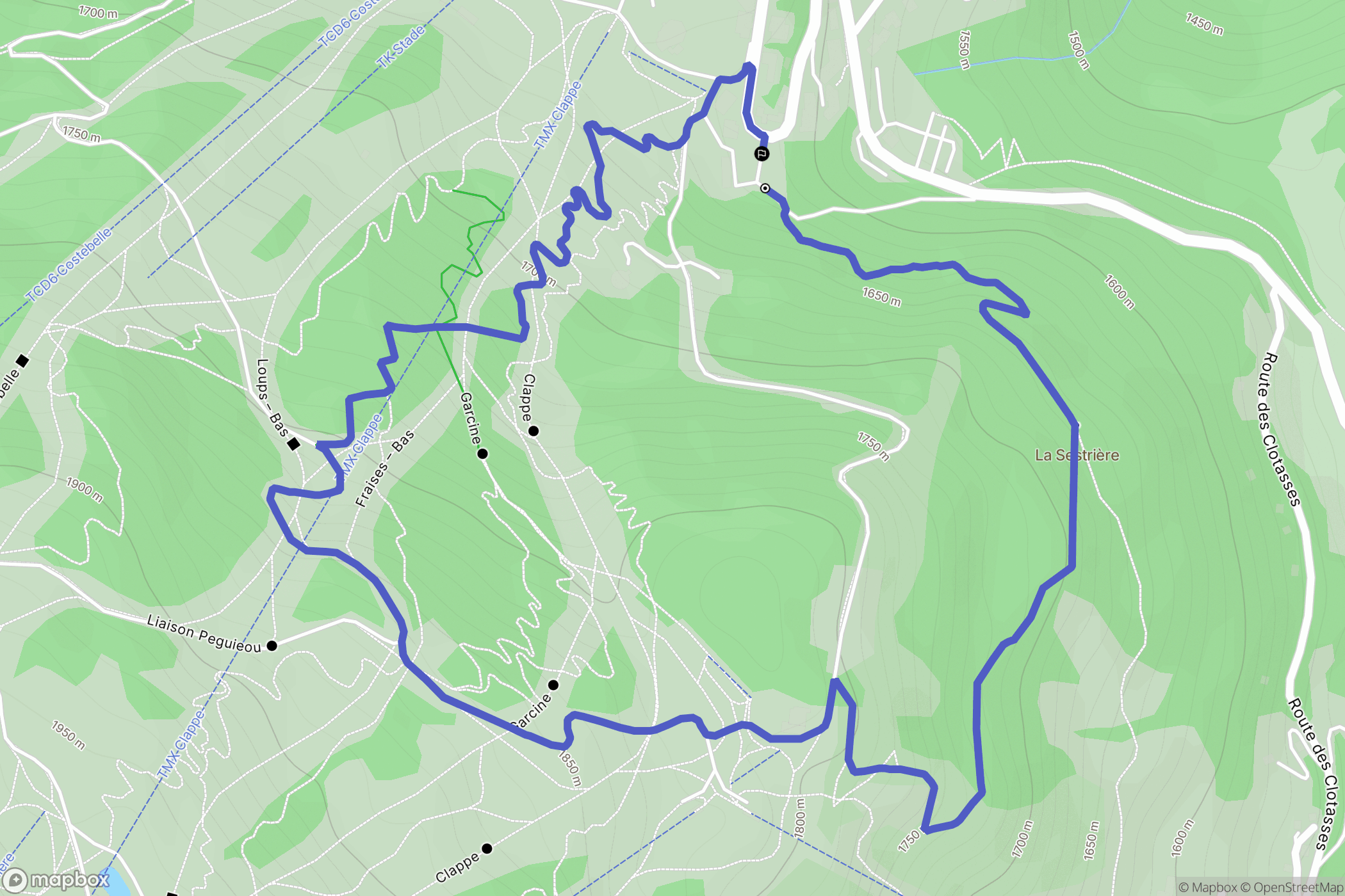 Uvernet-Fours : carte du parcours de randonnée - France