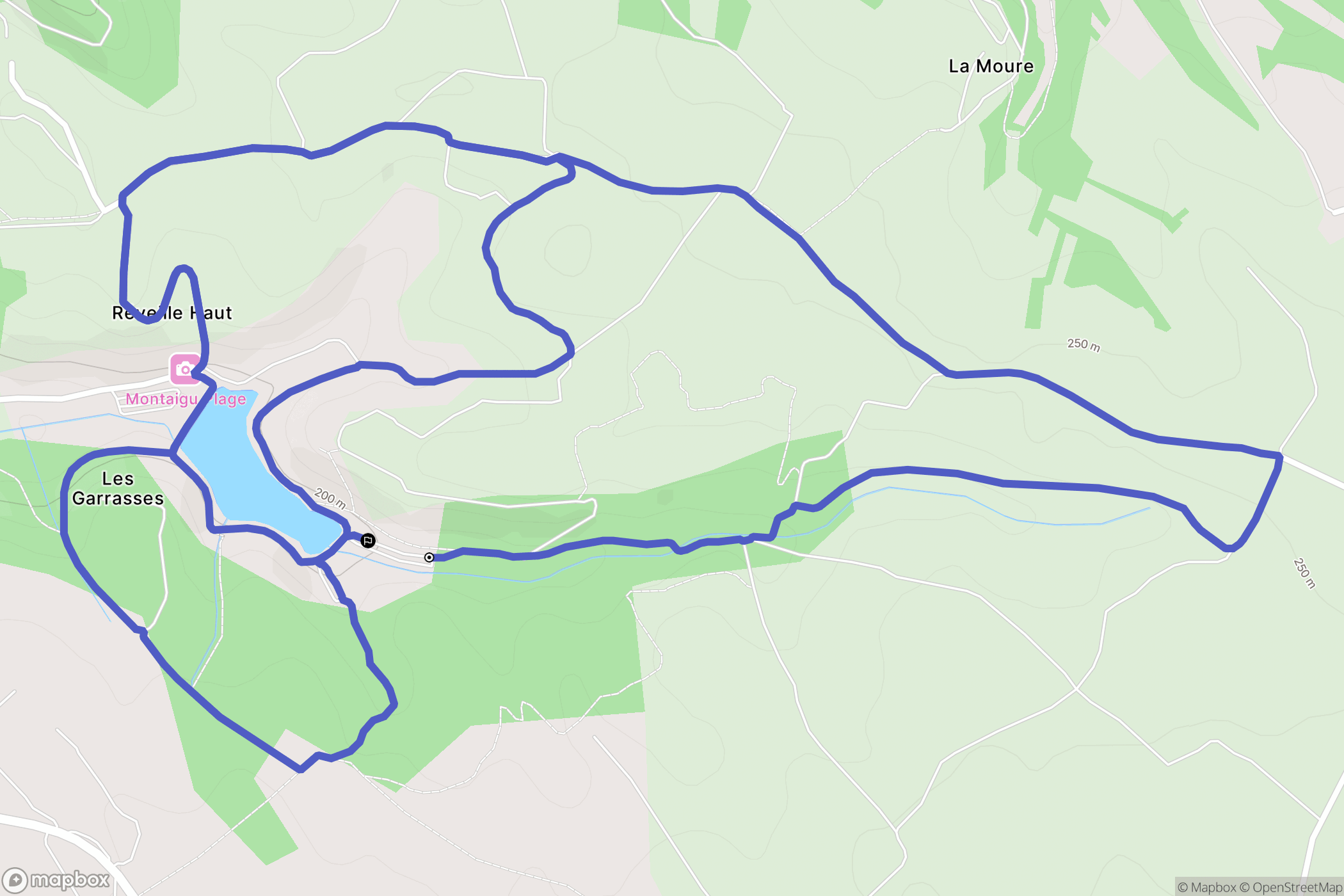 Montaigu-de-Quercy : carte du parcours de randonnée - France