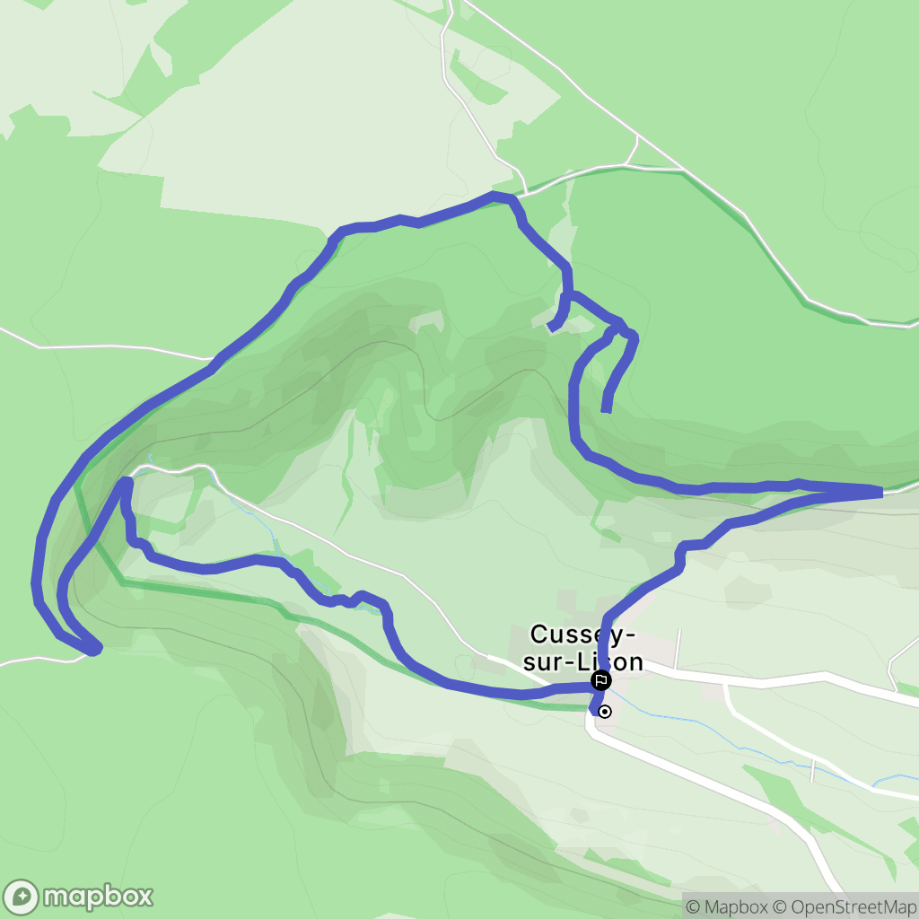 Cussey-sur-Lison : carte du parcours de randonnée - France