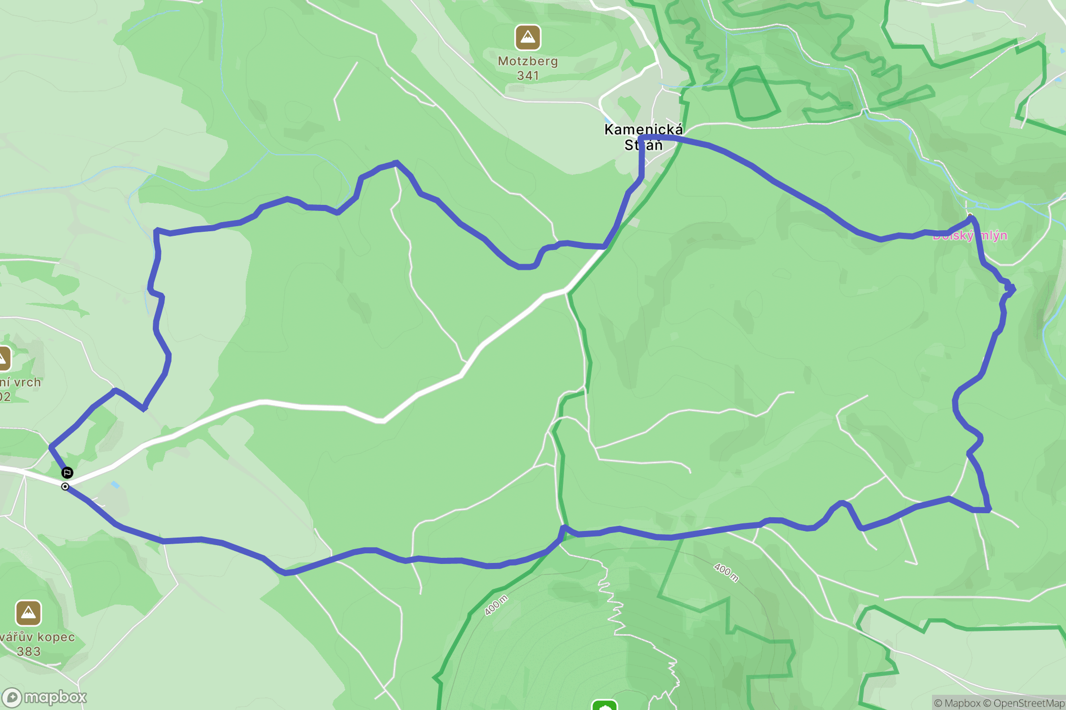 Růžová: mapa trasy - Czechia