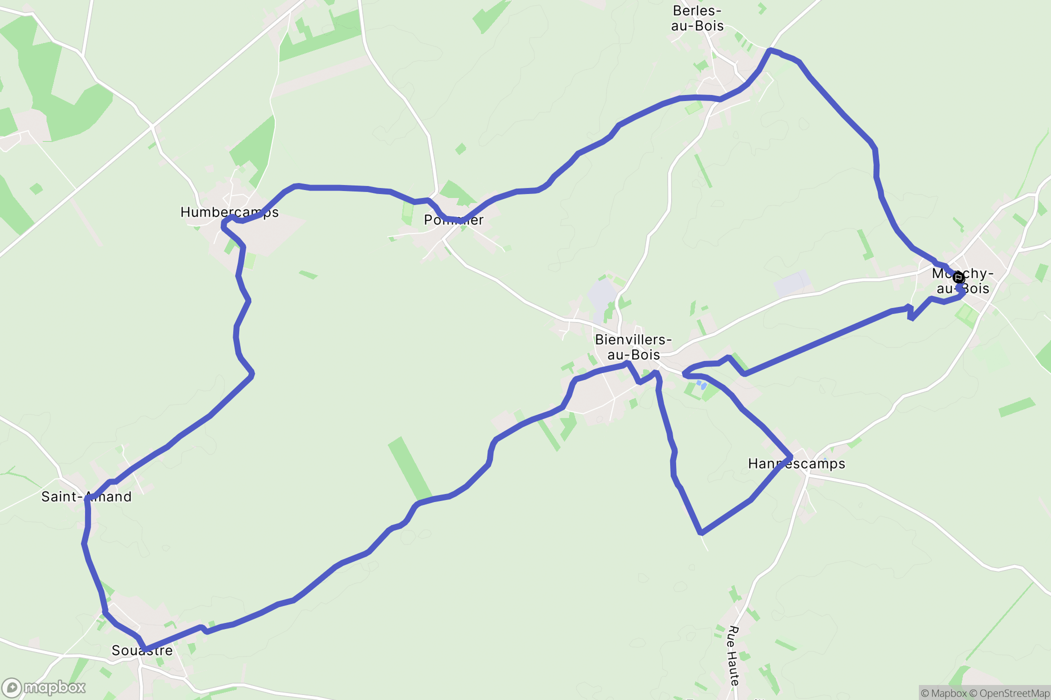 Monchy-au-Bois : carte du parcours de randonnée - France