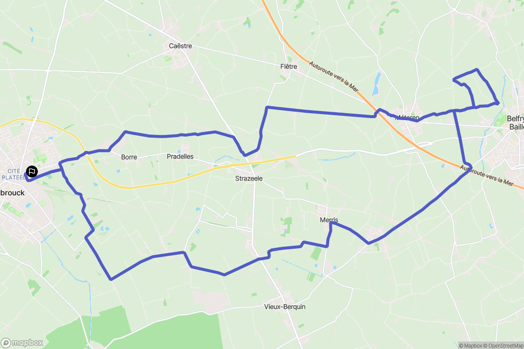 Hazebrouck : carte du parcours de randonnée - France