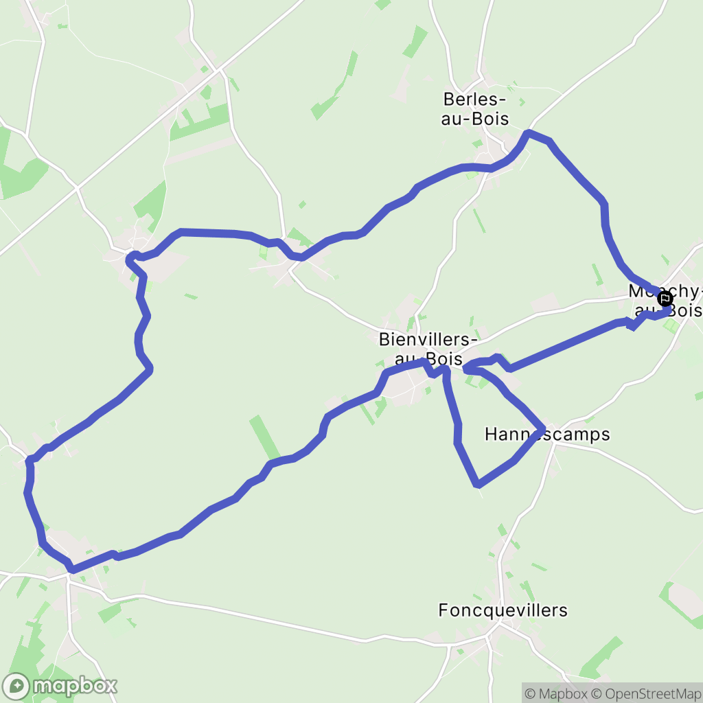 Monchy-au-Bois : carte du parcours de randonnée - France