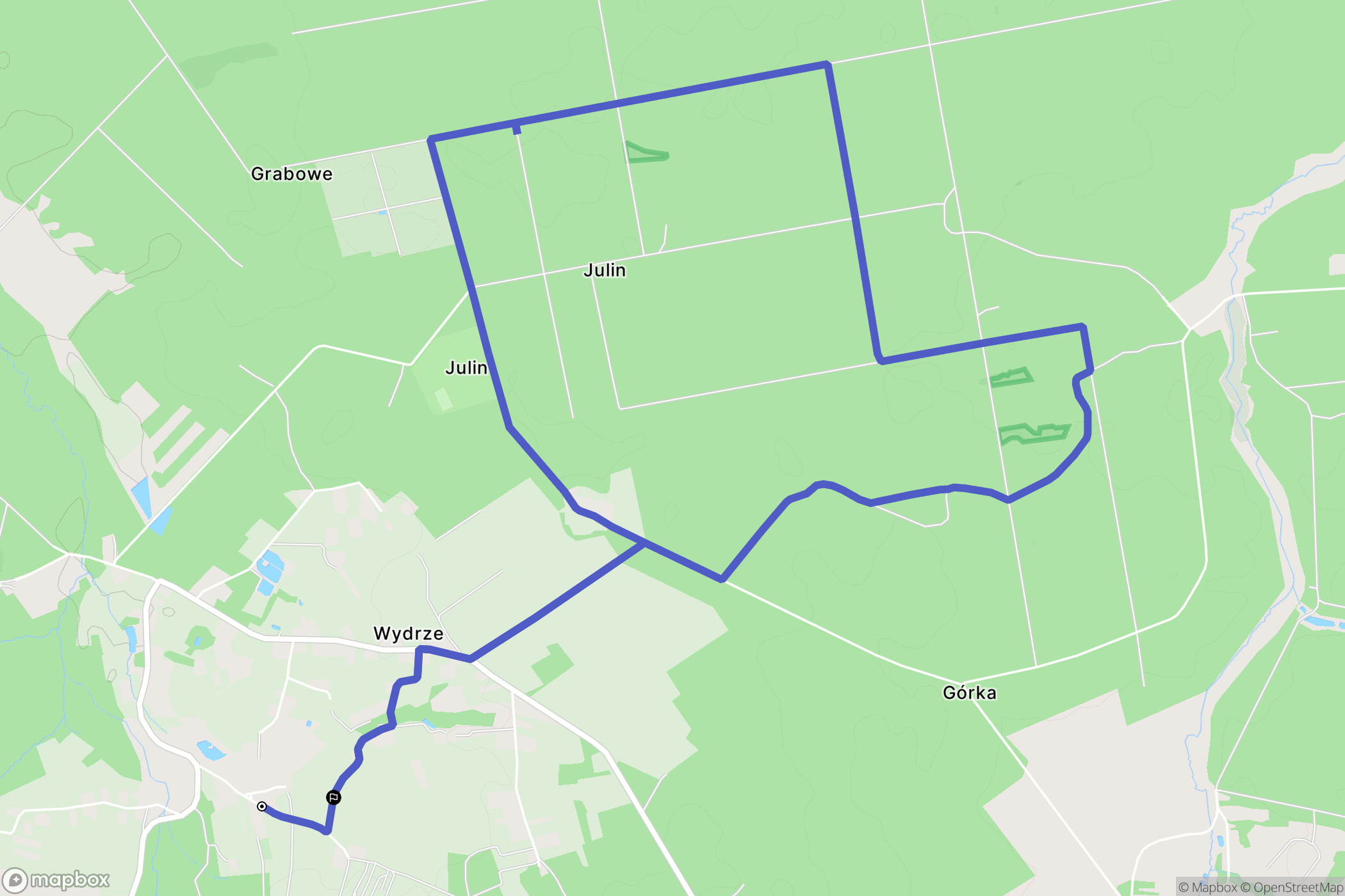 Wydrze: mapa trasy - Poland