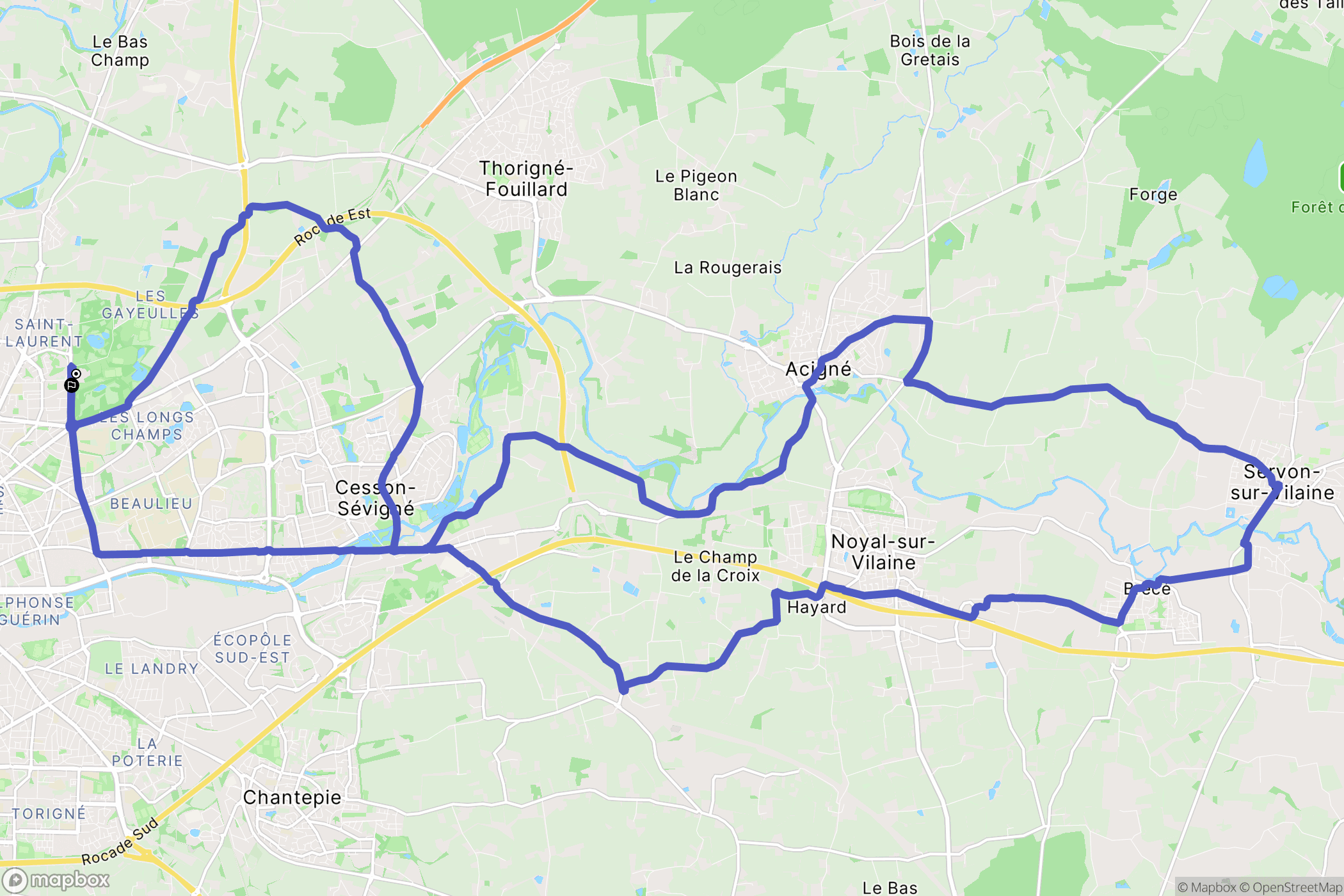 Rennes : carte du parcours de randonnée - France