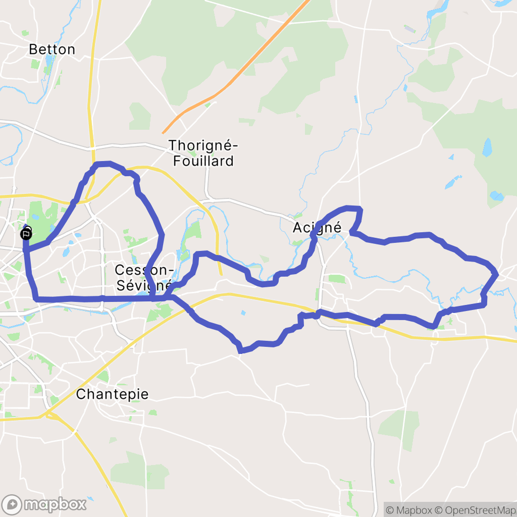 Rennes : carte du parcours de randonnée - France