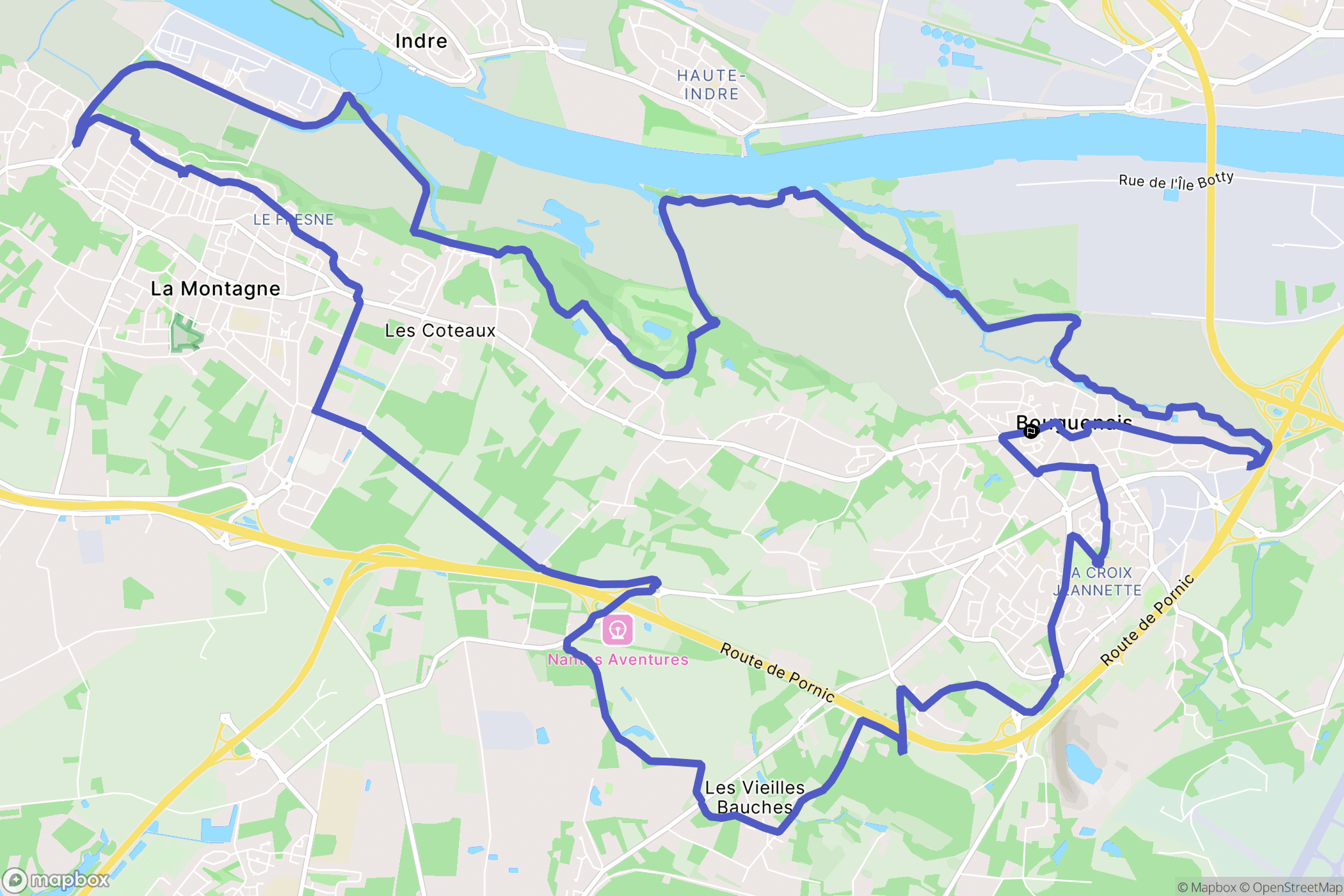 Bouguenais : carte du parcours de randonnée - France