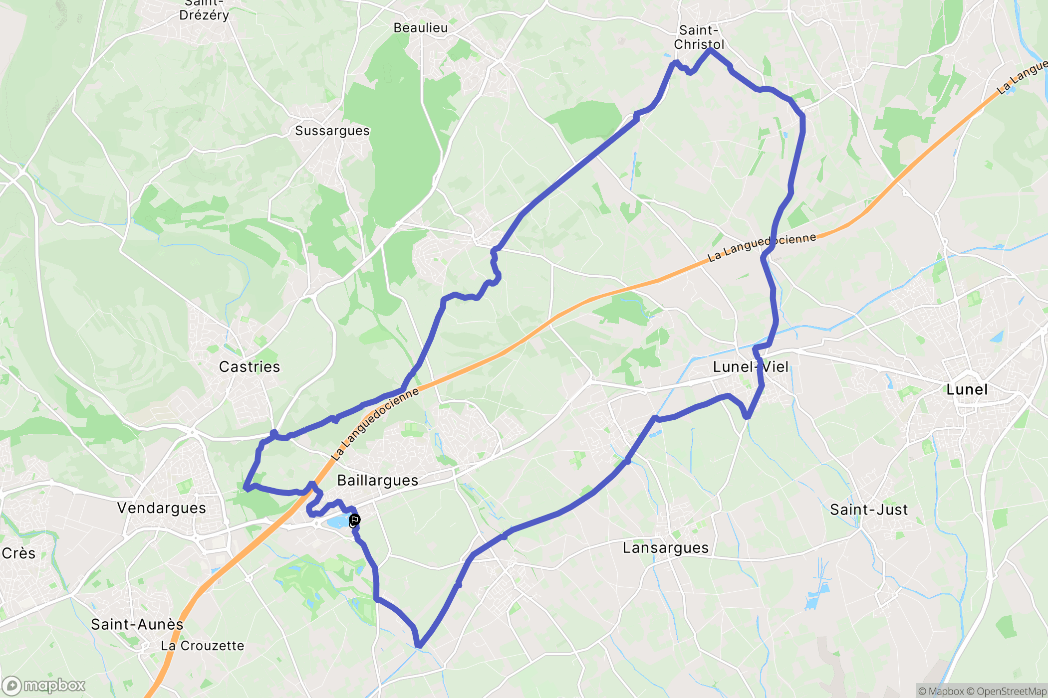 Baillargues : carte du parcours de randonnée - France