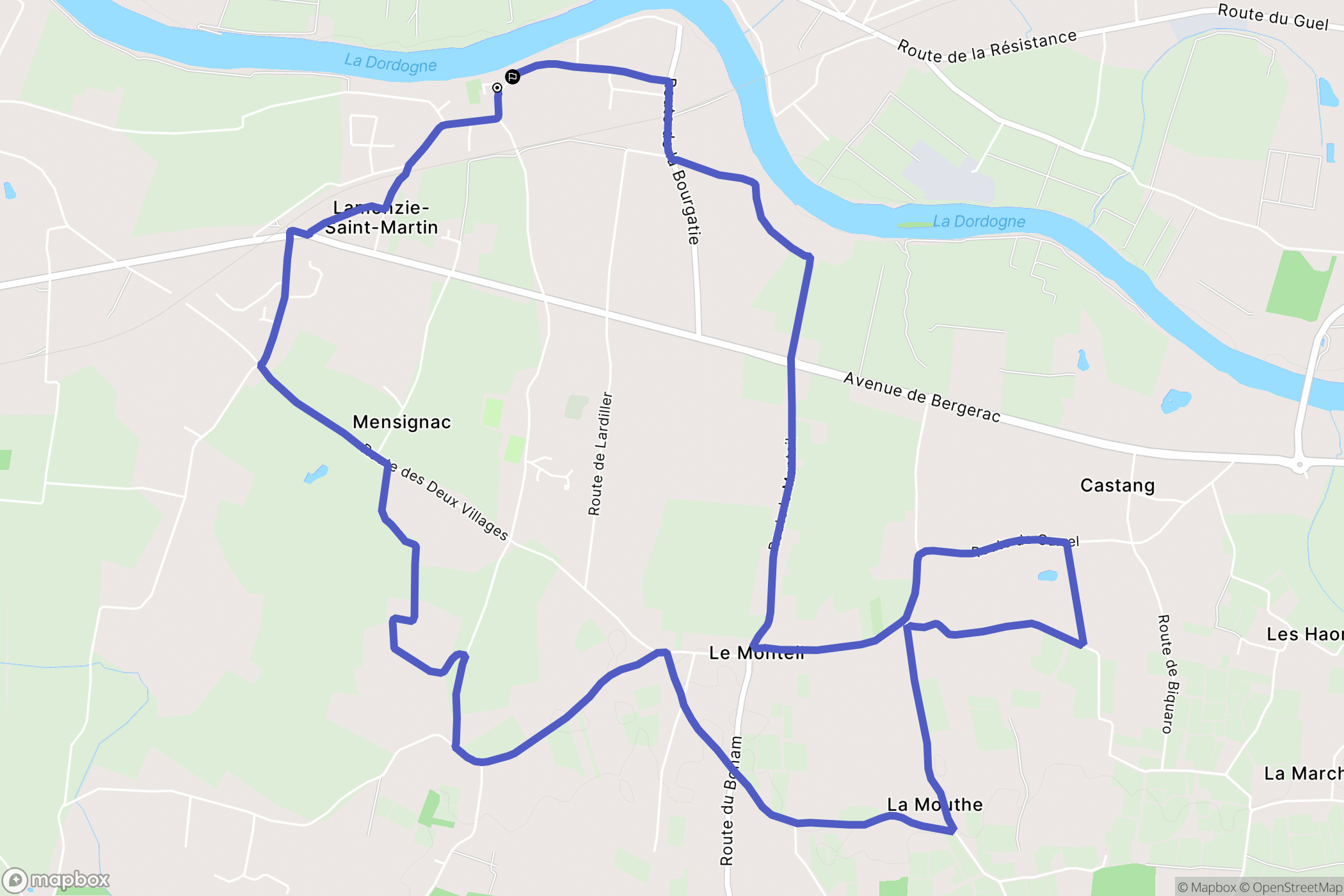 Lamonzie-Saint-Martin : carte du parcours de randonnée - France