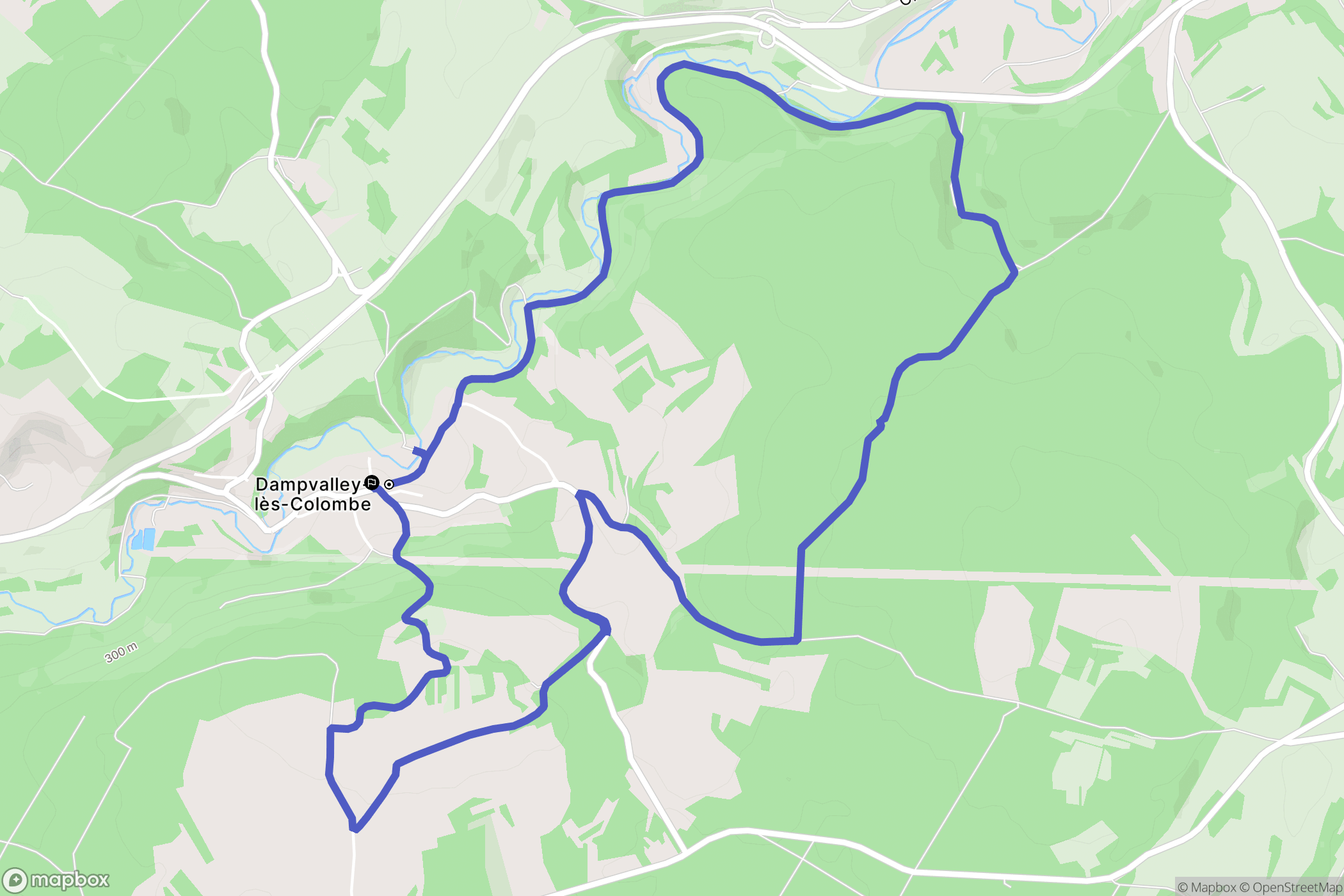 Dampvalley-lès-Colombe : carte du parcours de randonnée - France
