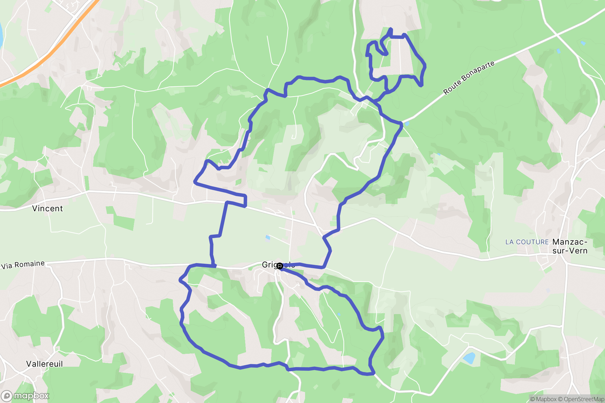 Grignols : carte du parcours de randonnée - France