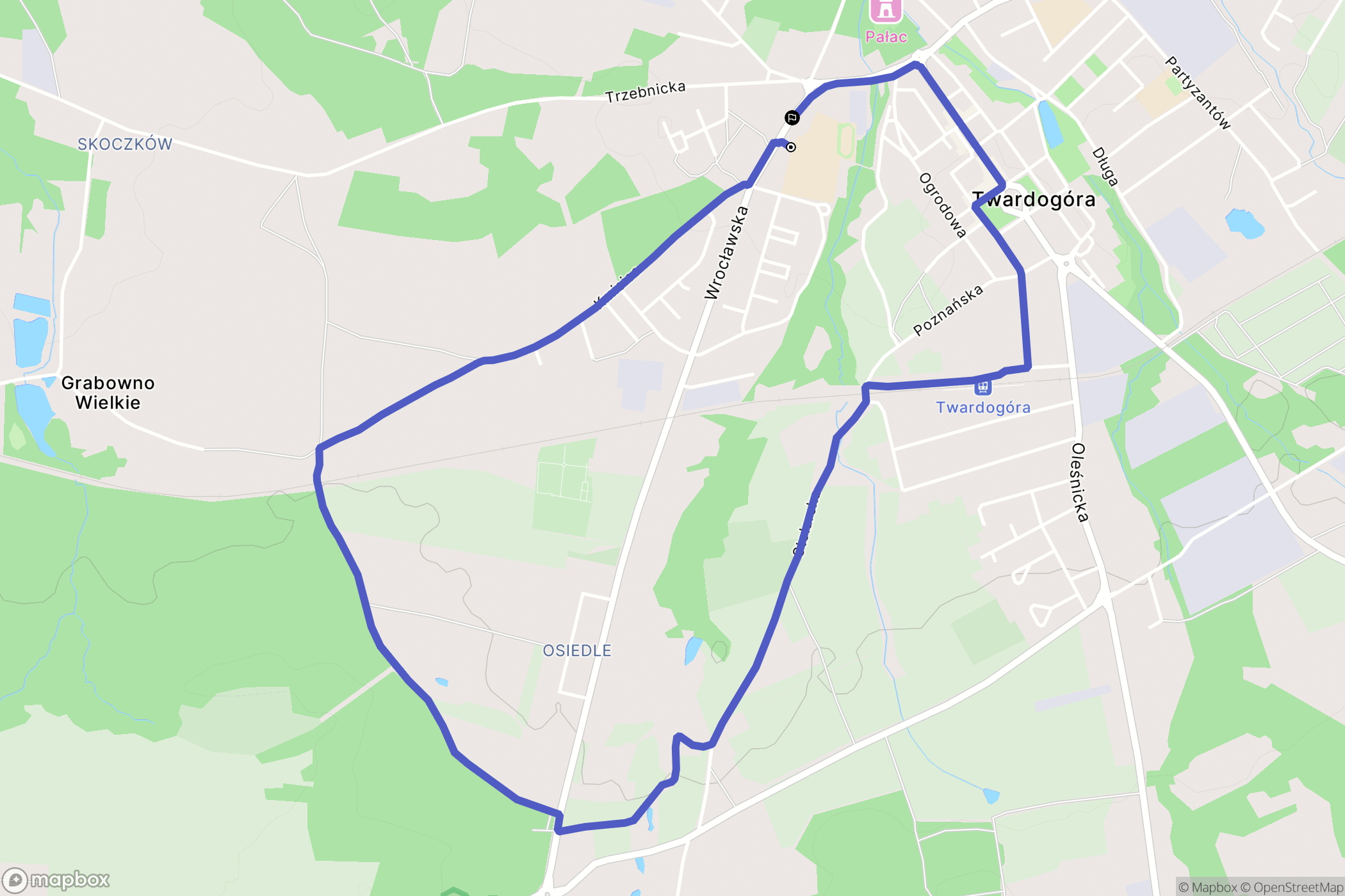 Twardogóra: mapa trasy - Poland