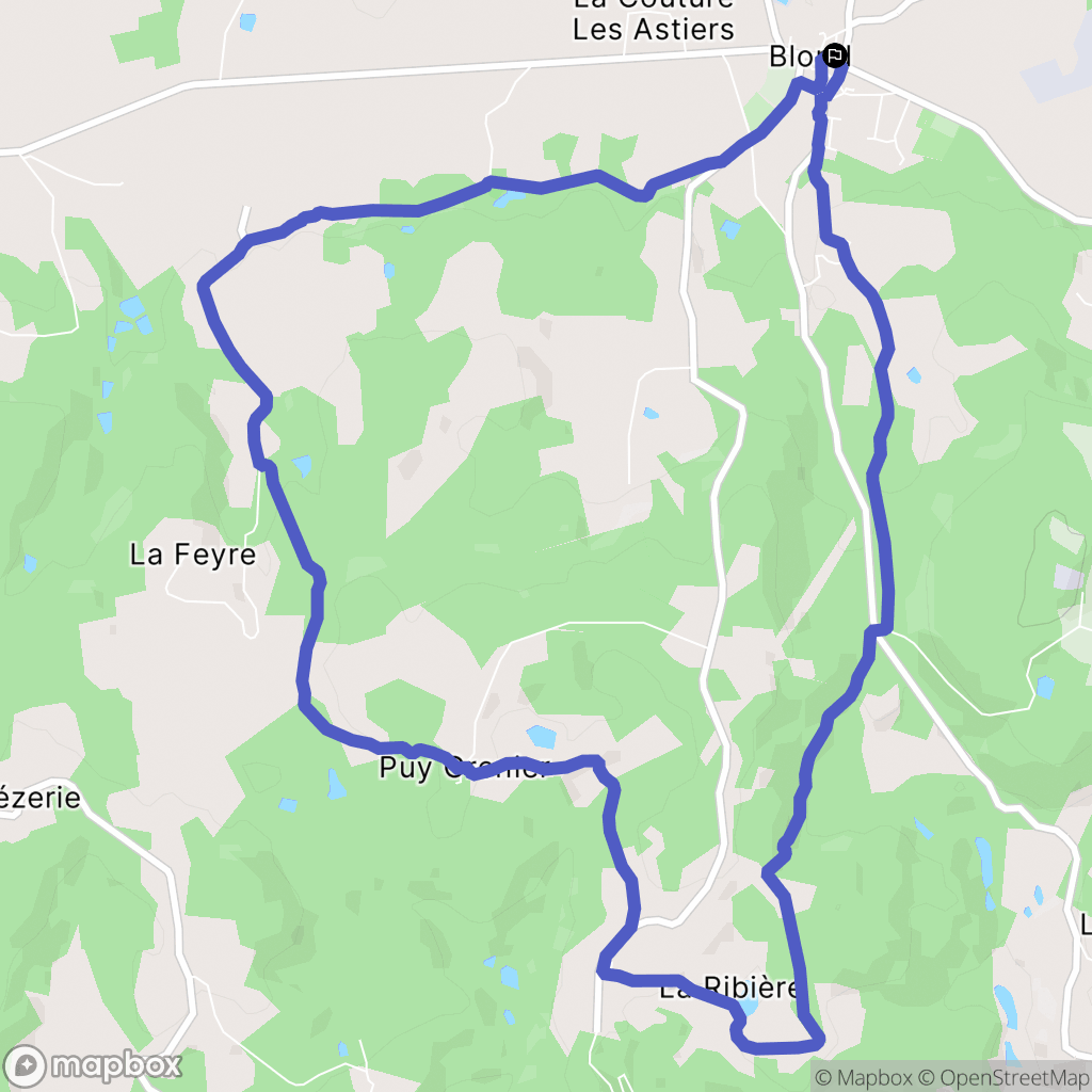 Blond : carte du parcours de randonnée - France