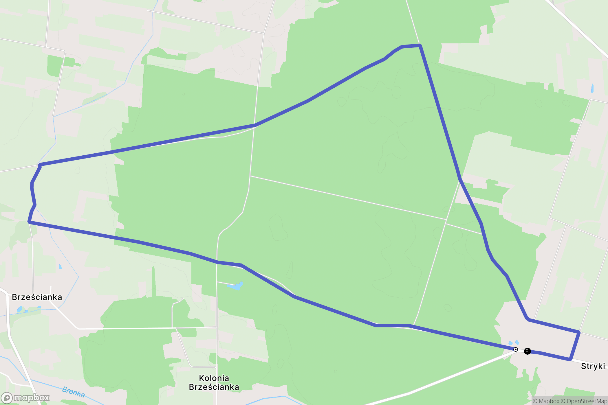 Stryki: mapa trasy - Poland
