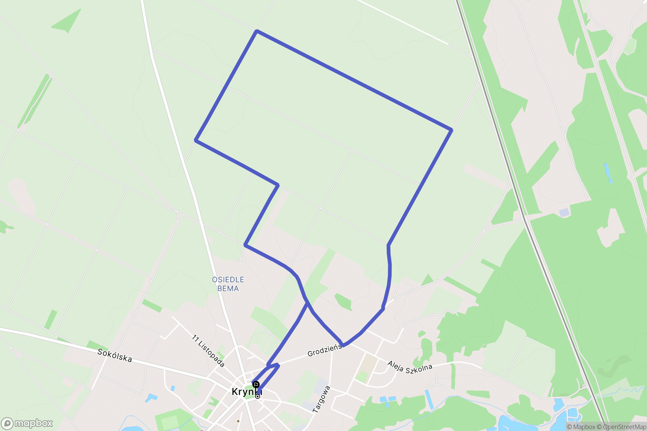 Krynki: mapa trasy - Poland