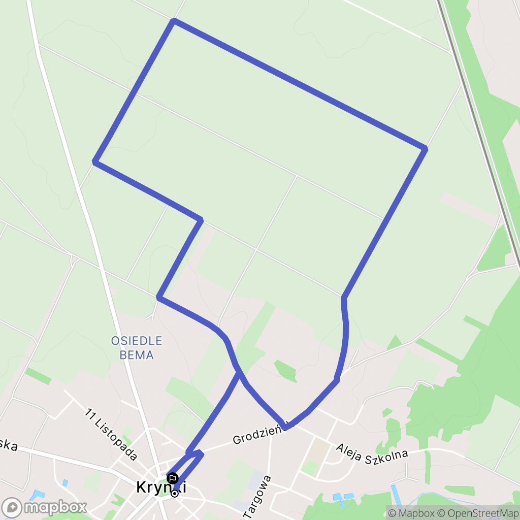Krynki: mapa trasy - Poland