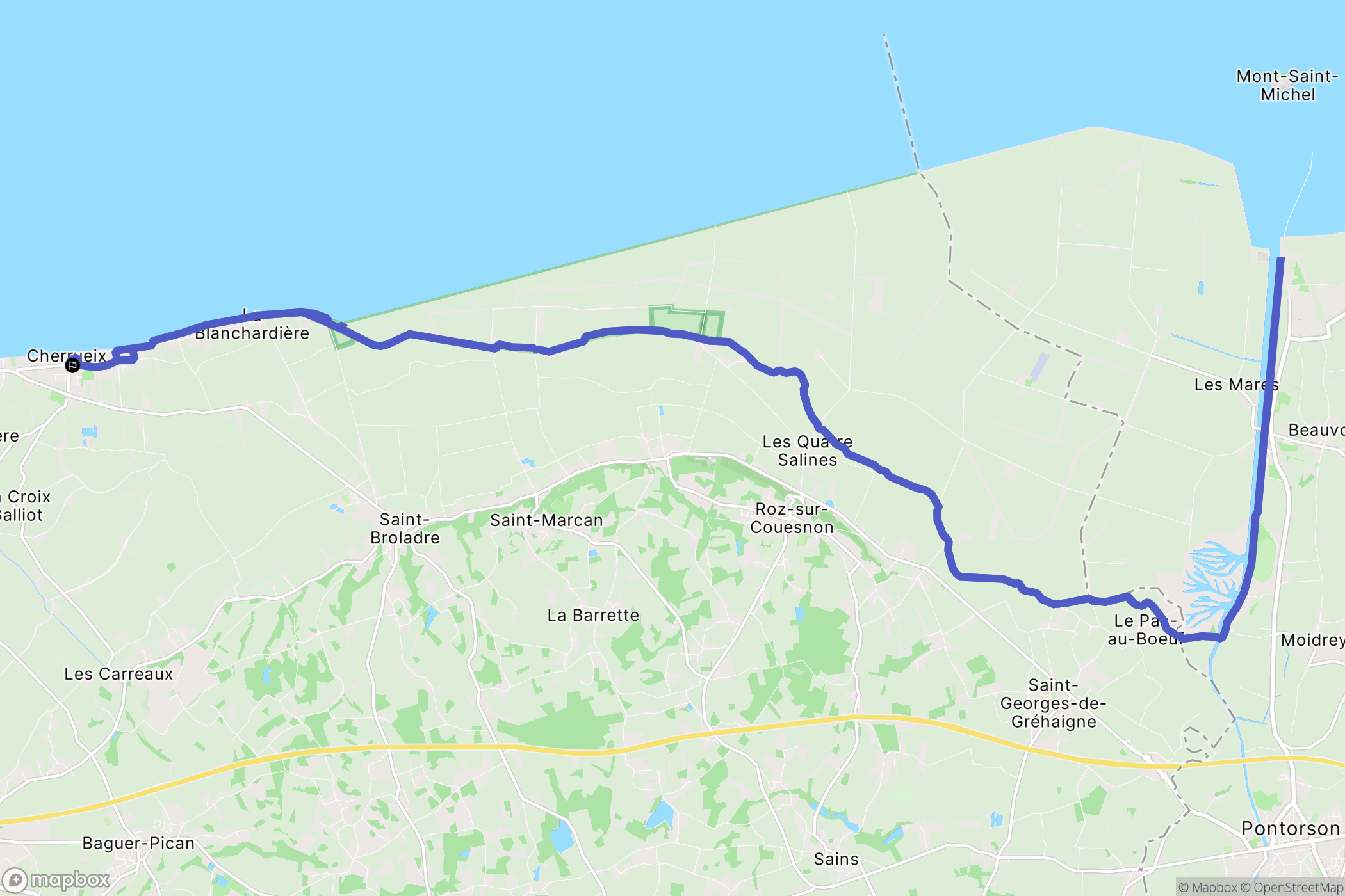 Cherrueix : carte du parcours de randonnée - France