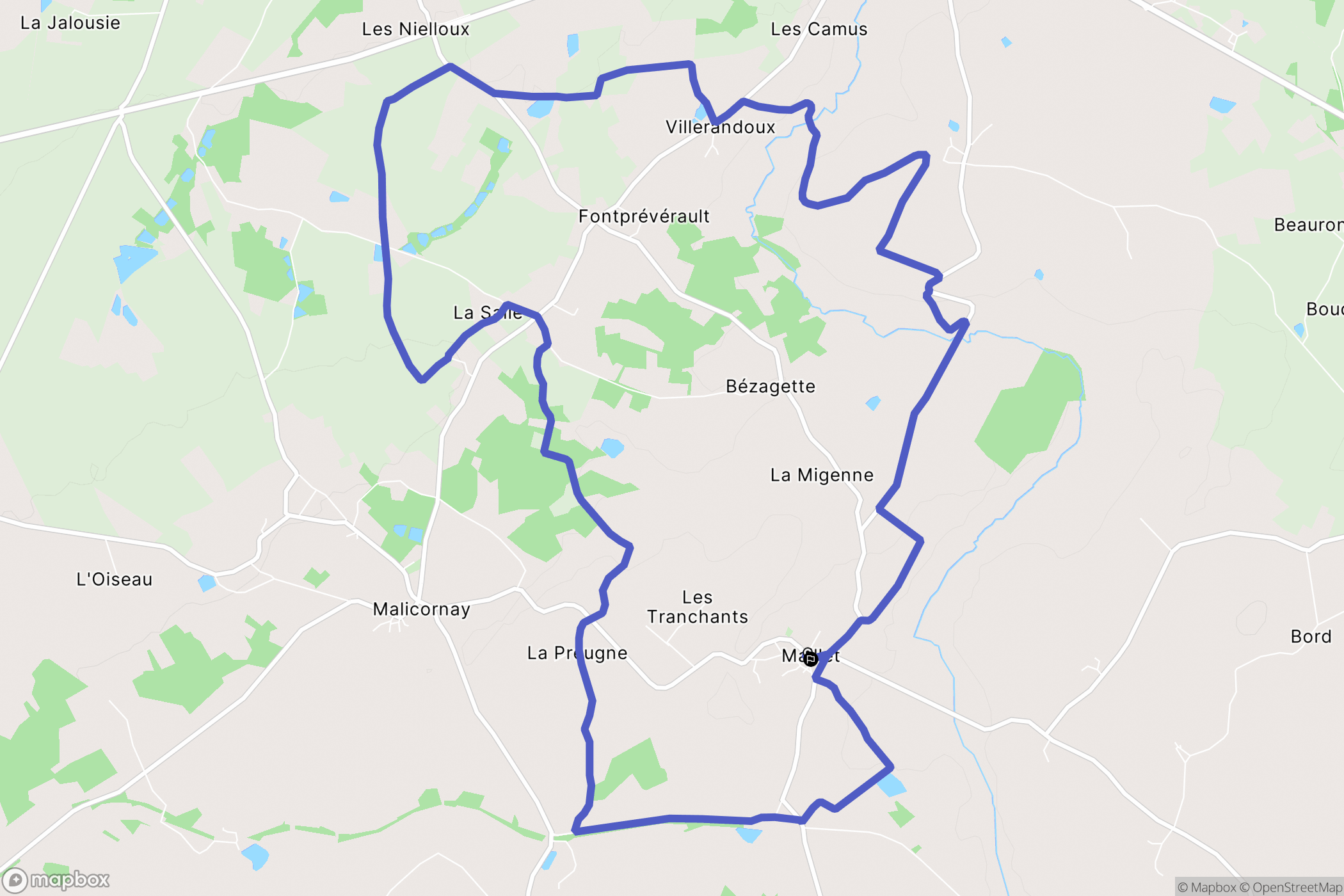 Maillet : carte du parcours de randonnée - France