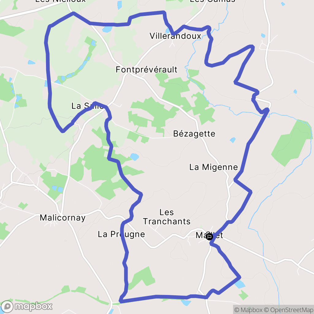 Maillet : carte du parcours de randonnée - France