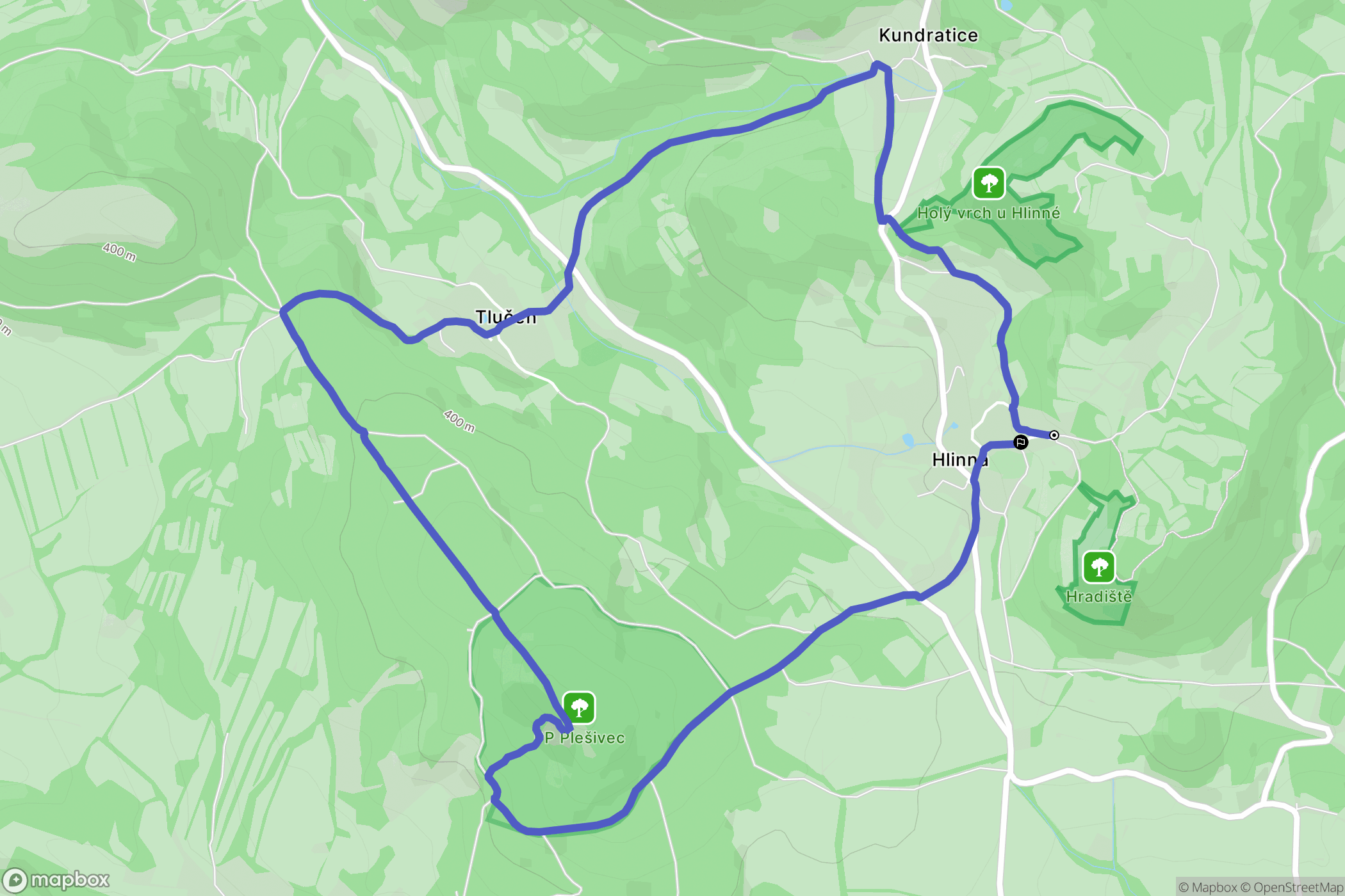 Hlinná: mapa trasy - Czechia