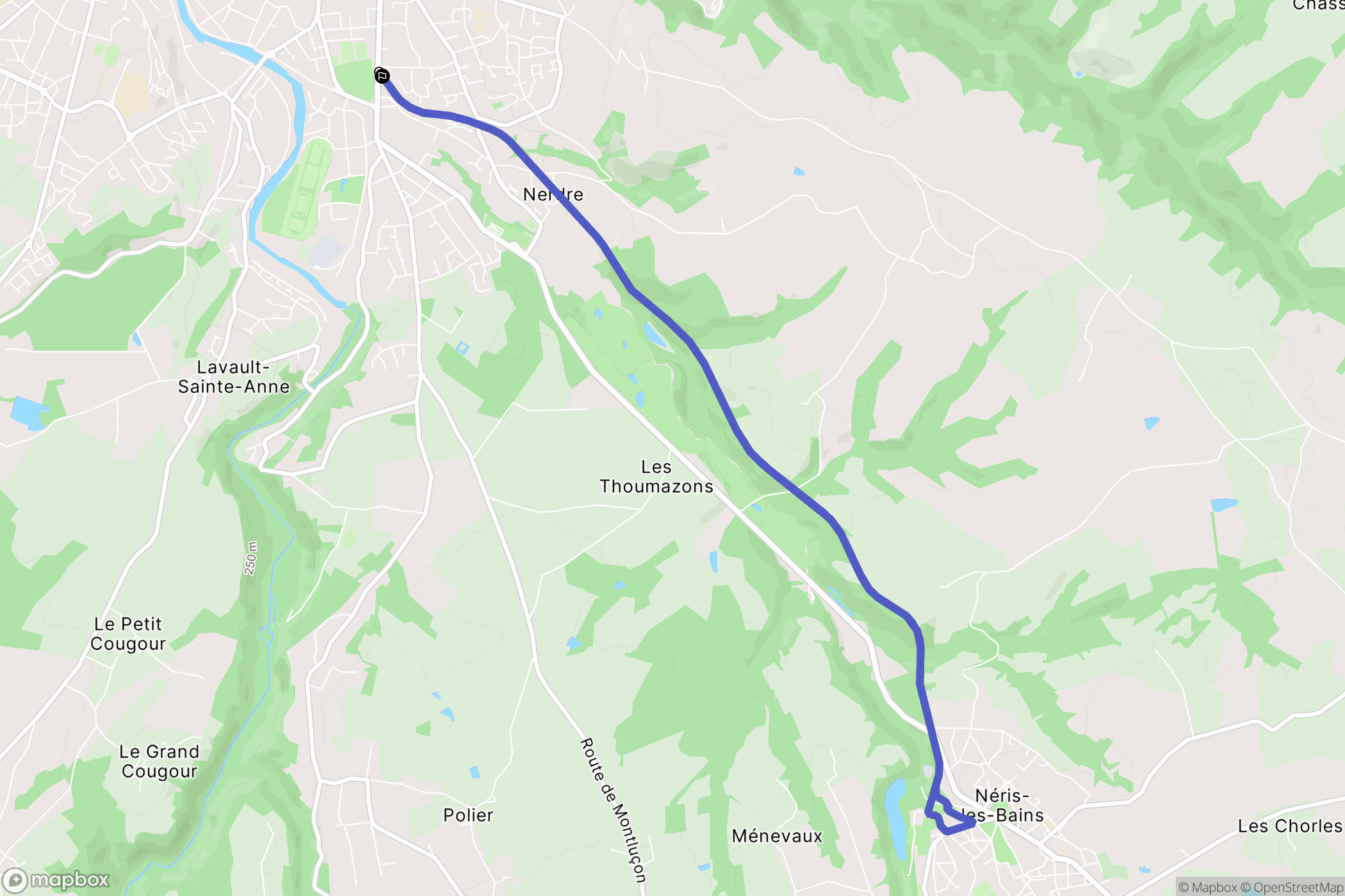Montluçon : carte du parcours de randonnée - France