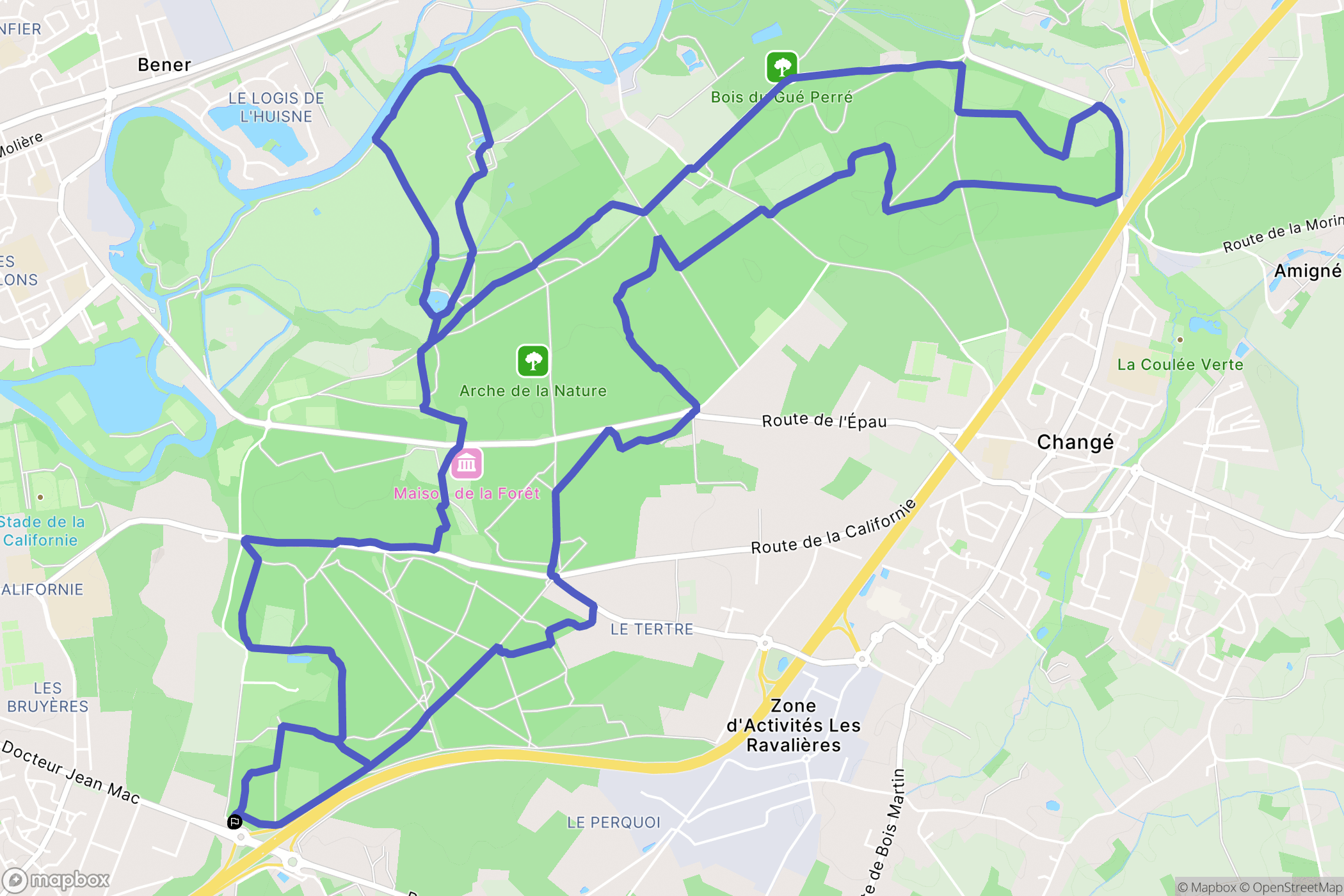 Le Mans : carte du parcours de randonnée - France