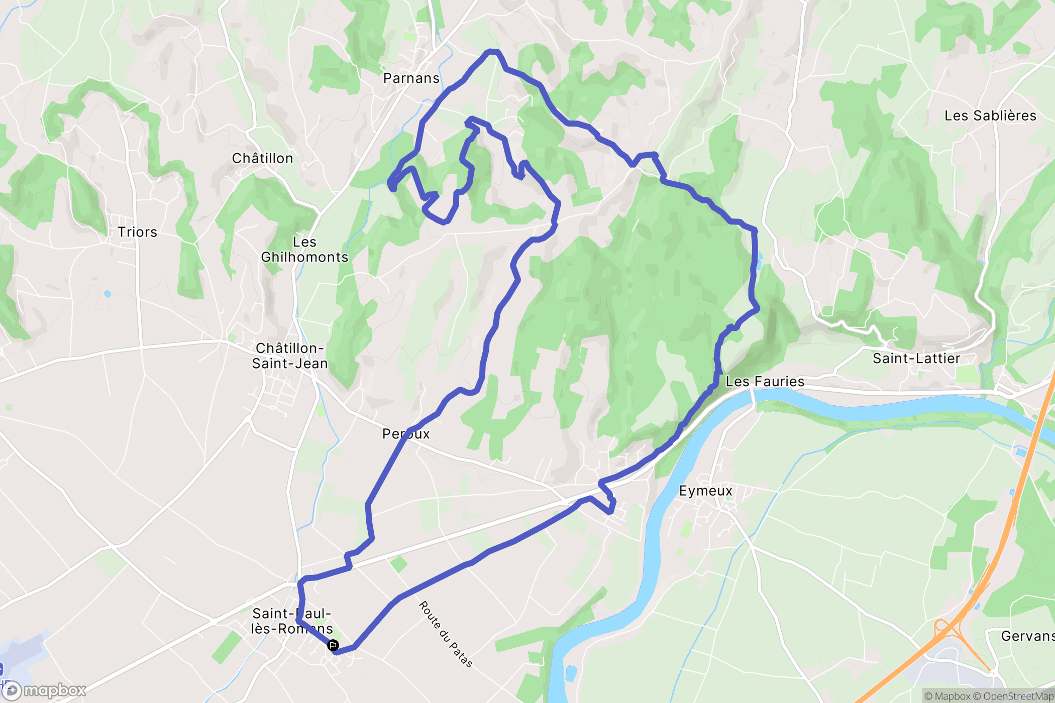 Saint-Paul-lès-Romans : carte du parcours de randonnée - France