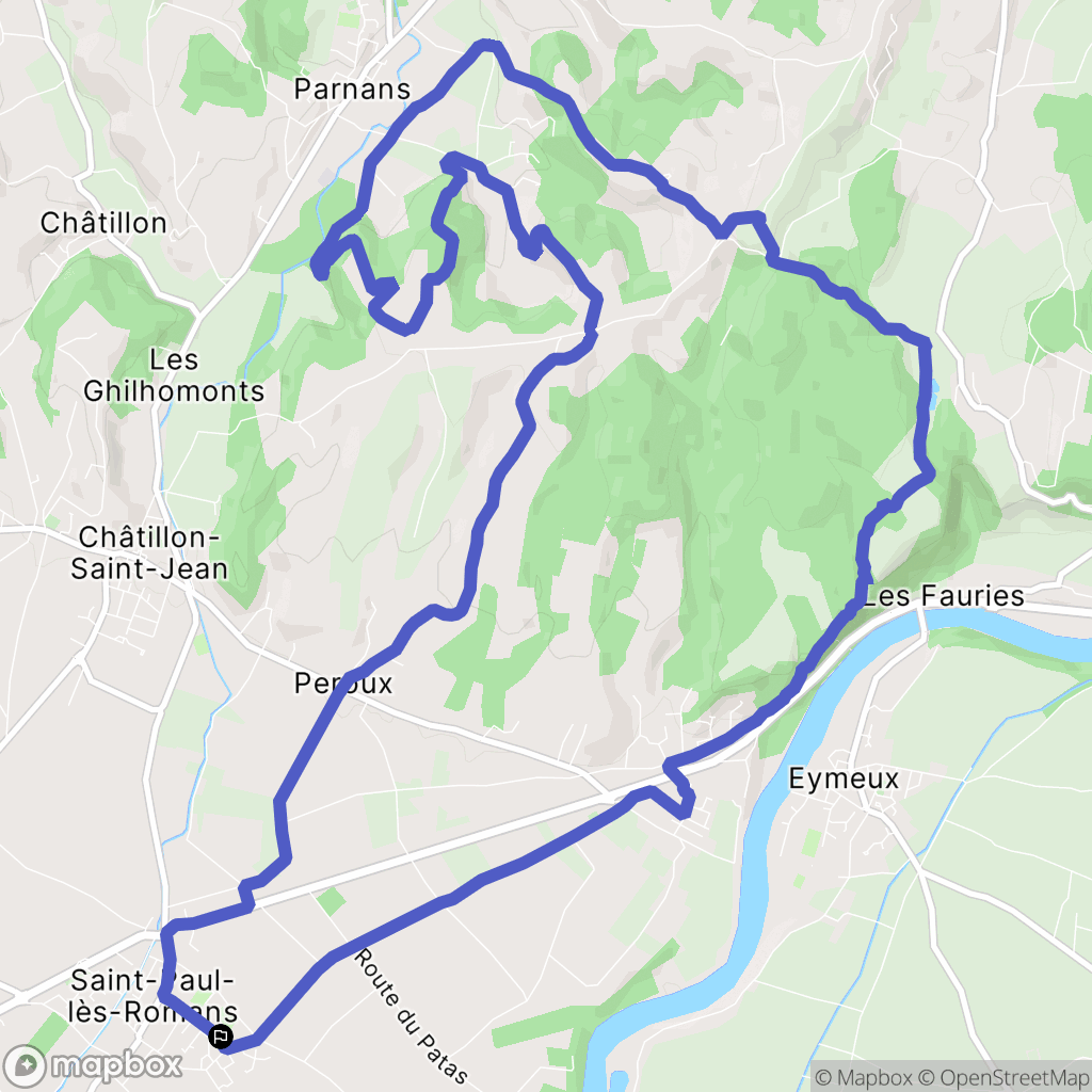 Saint-Paul-lès-Romans : carte du parcours de randonnée - France