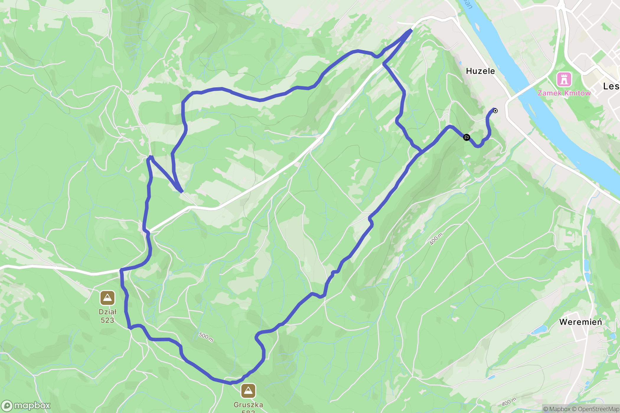 Huzele: mapa trasy - Poland