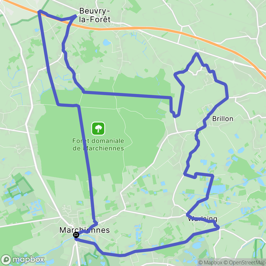 Marchiennes : carte du parcours de randonnée - France