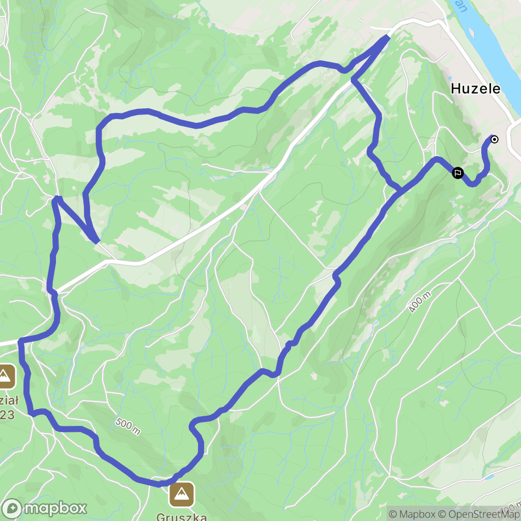 Huzele: mapa trasy - Poland