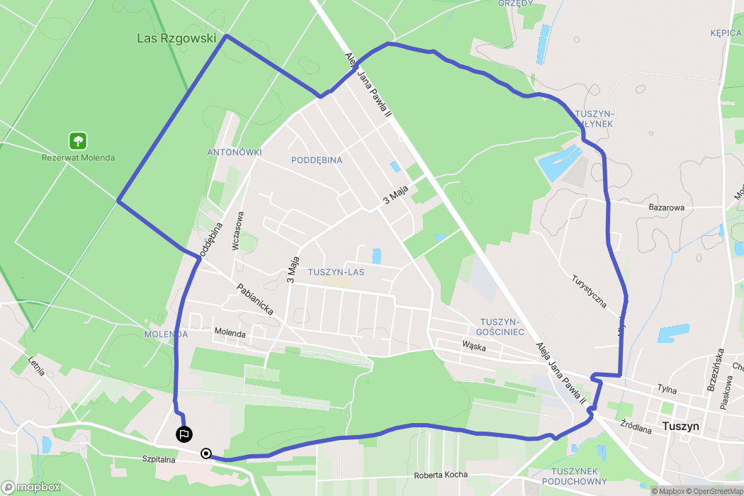 Tuszyn: mapa trasy - Poland