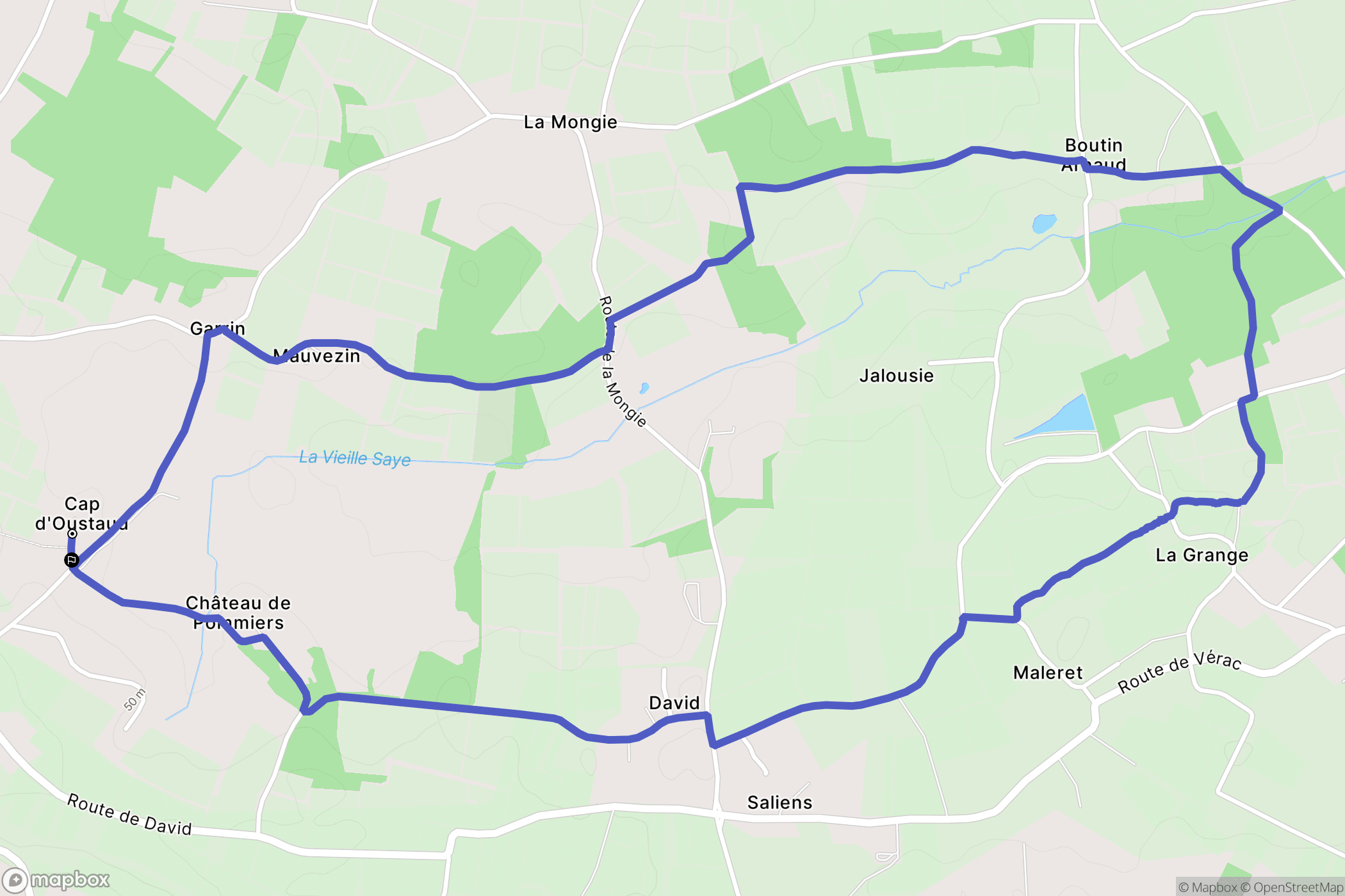 Vérac : carte du parcours de randonnée - France