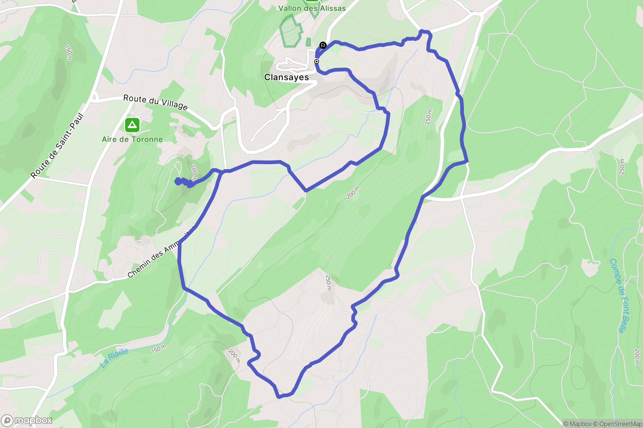 Clansayes : carte du parcours de randonnée - France