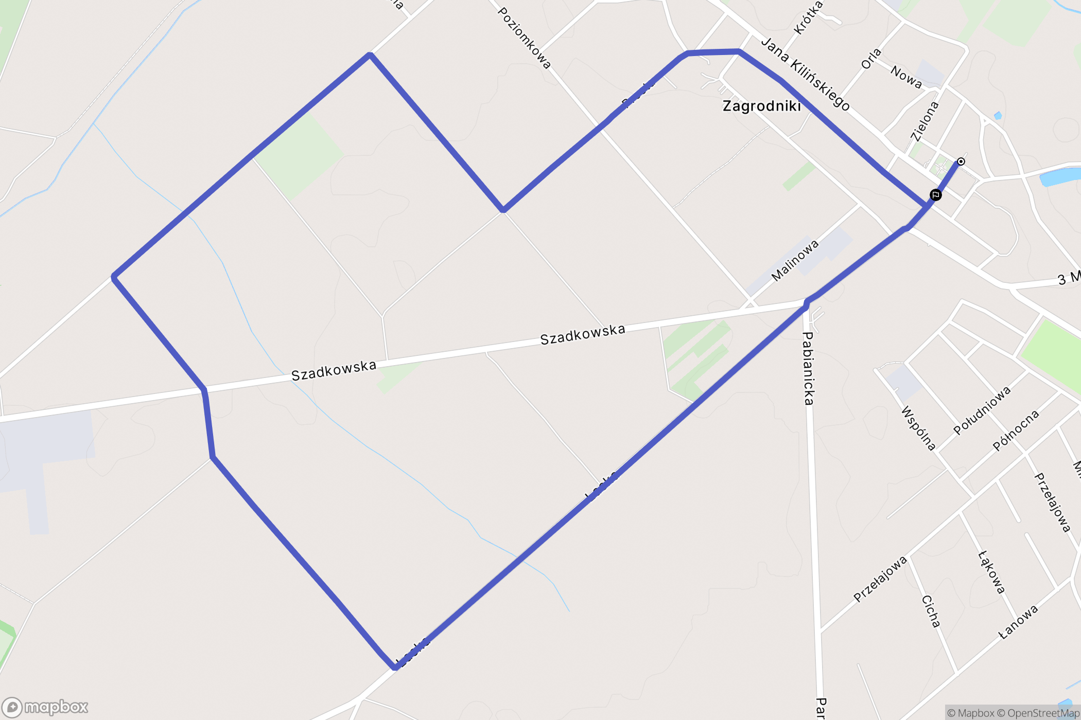 Lutomiersk: mapa trasy - Poland