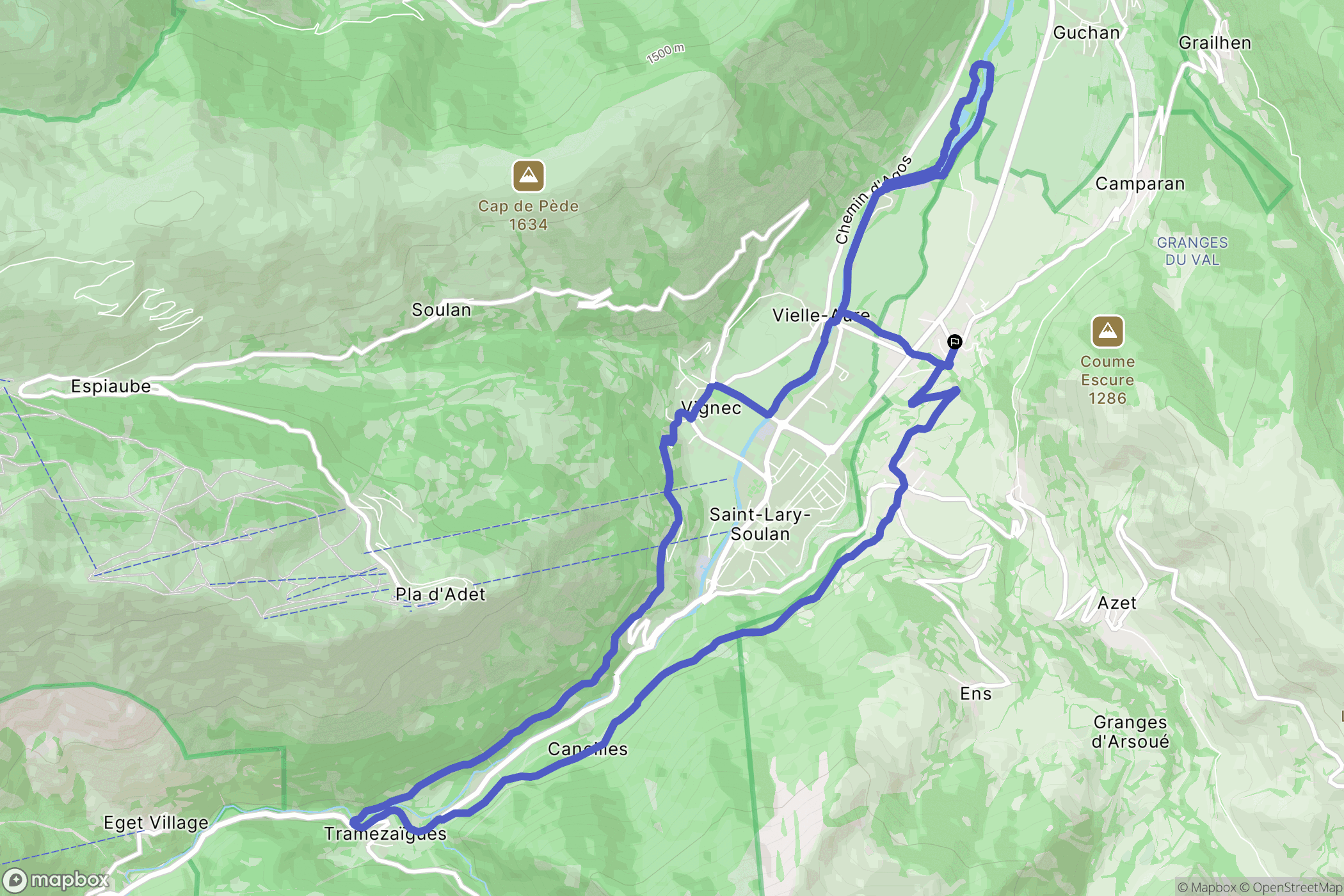 Bourisp : carte du parcours de randonnée - France