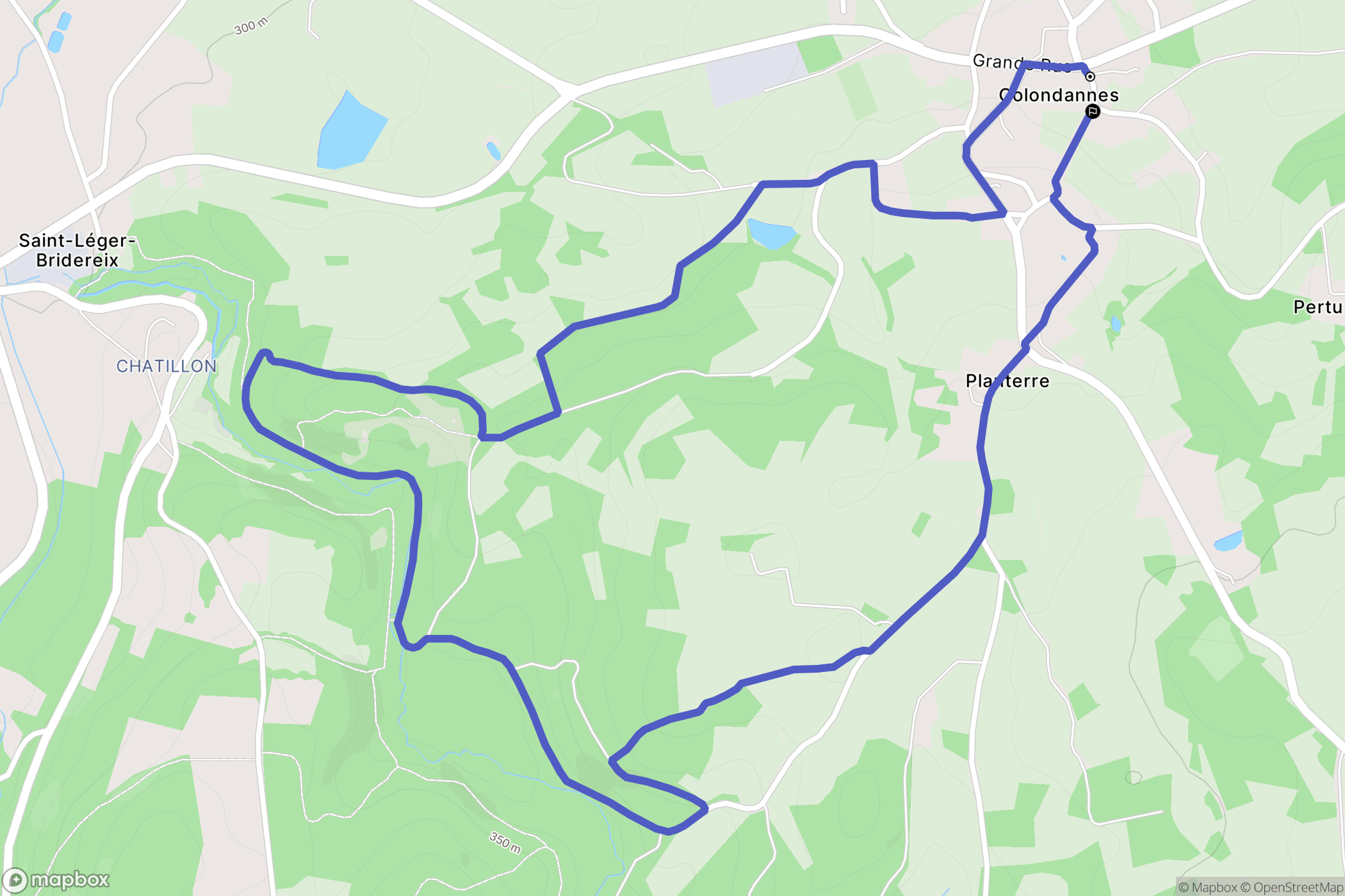 Colondannes : carte du parcours de randonnée - France