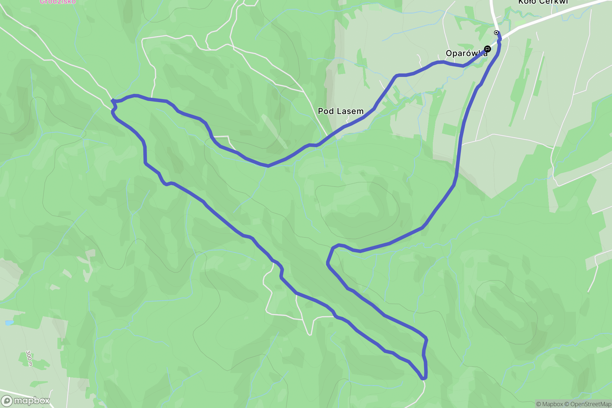 Oparówka: mapa trasy - Poland