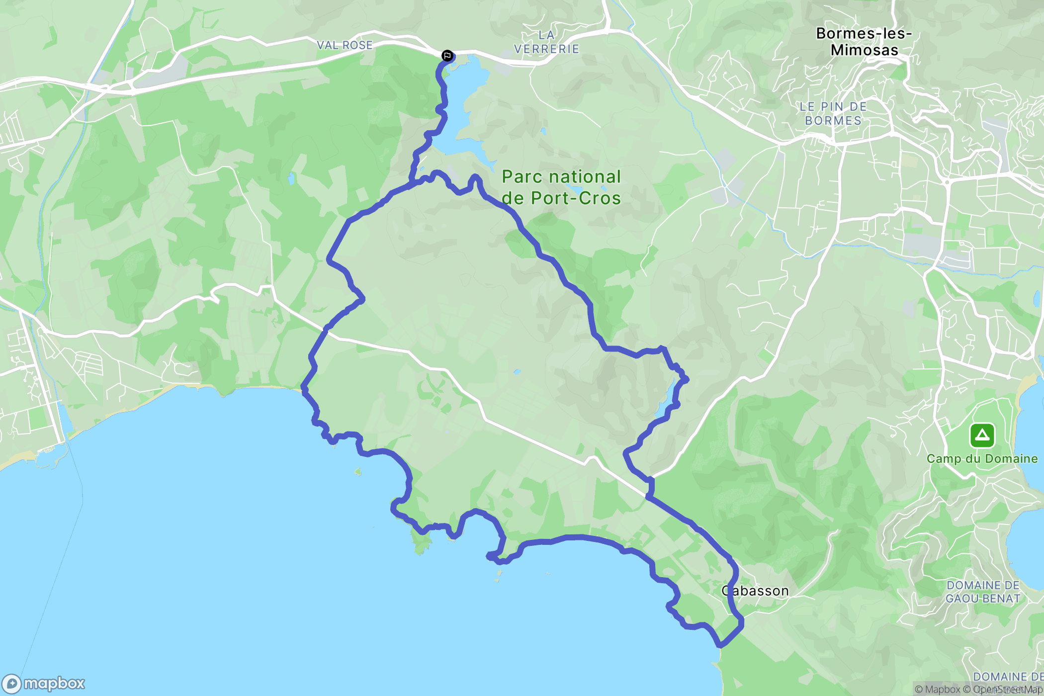 Bormes-les-Mimosas : carte du parcours de randonnée - France