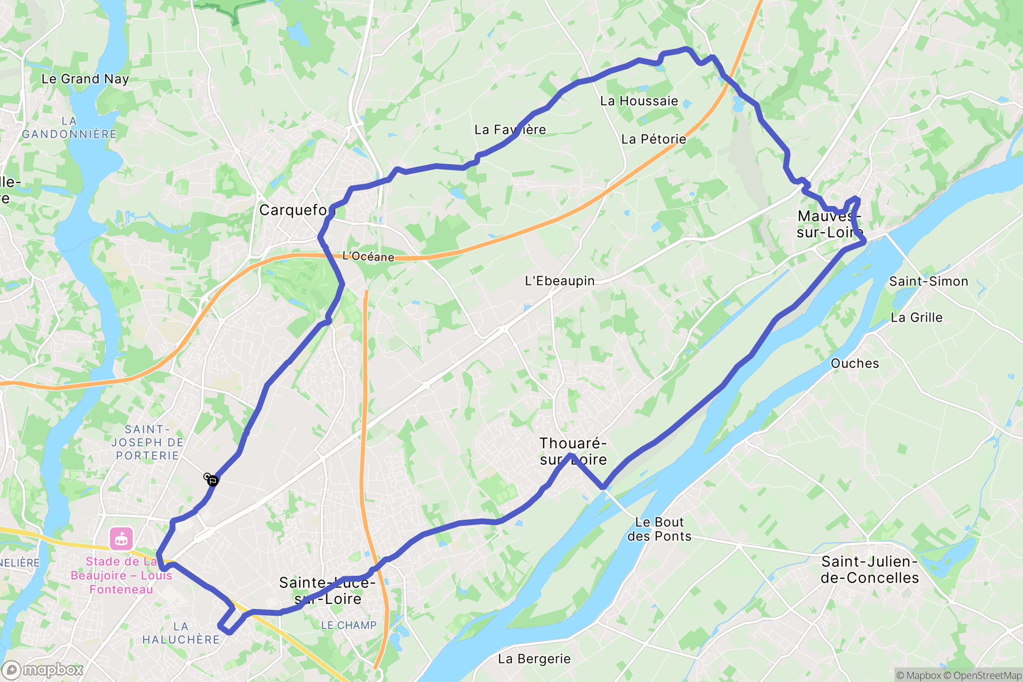 Nantes : carte du parcours de randonnée - France