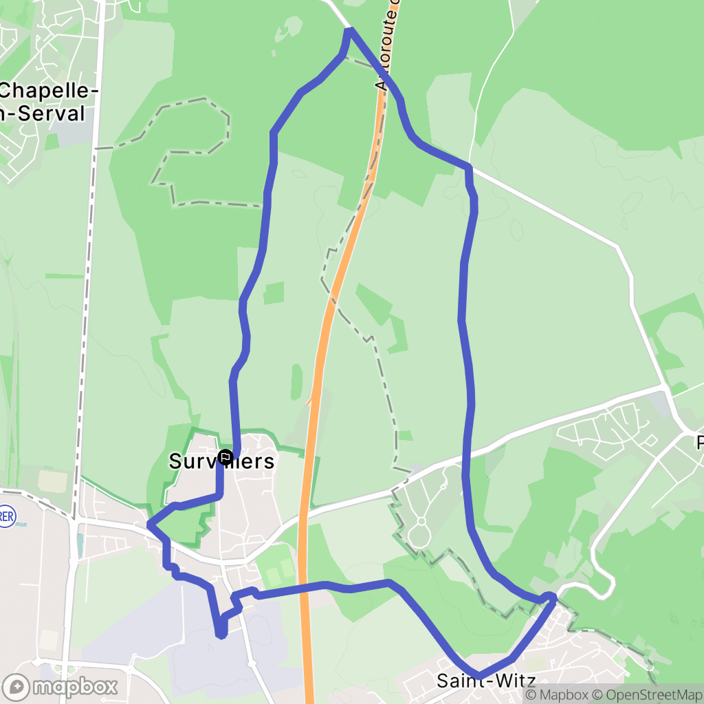 Survilliers : carte du parcours de randonnée - France