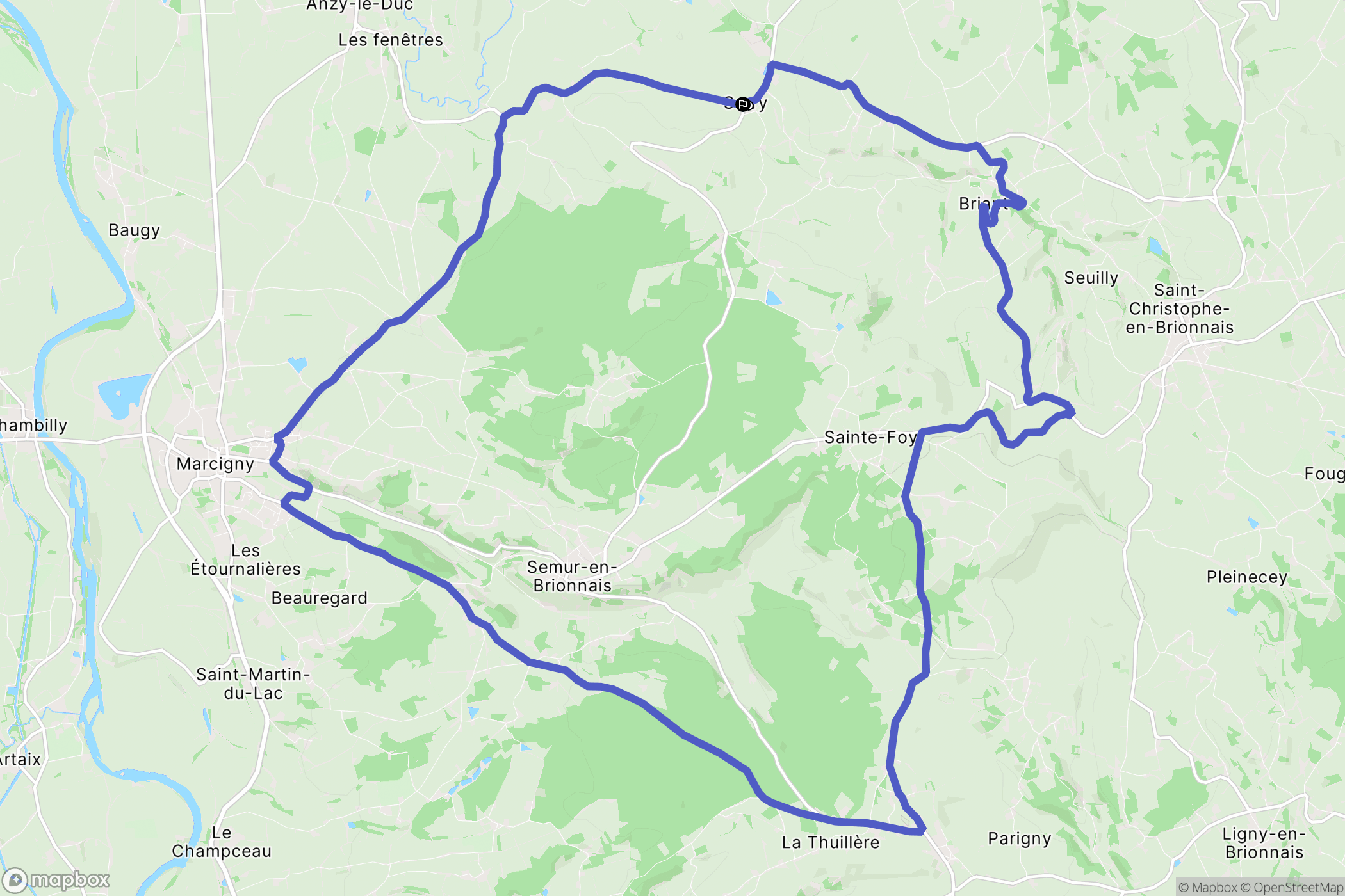 Sarry : carte du parcours de randonnée - France